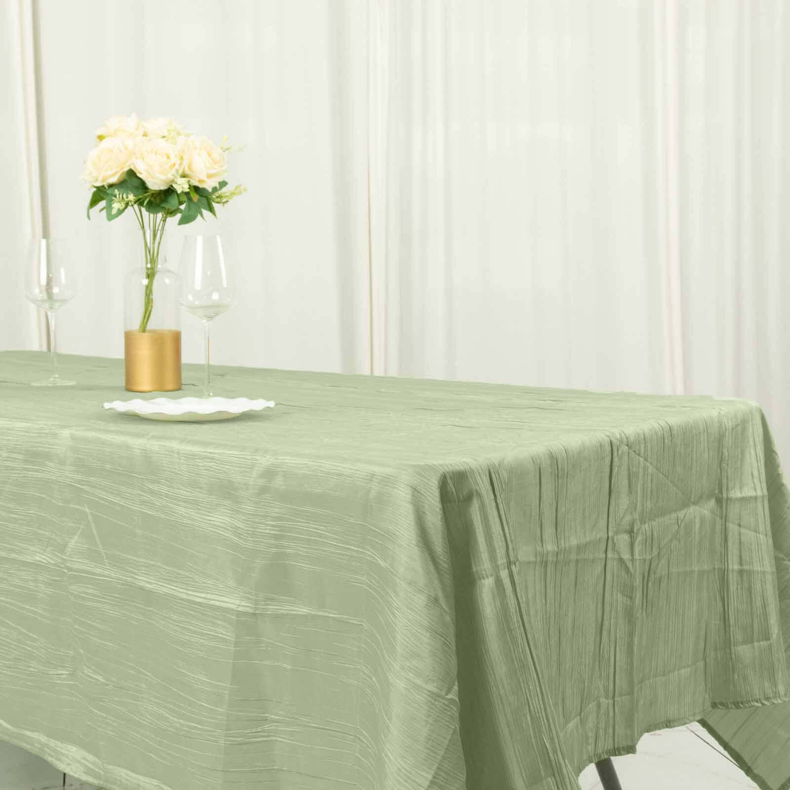 Hot Deal! Sage Green Crinkle Taffeta 60x102 Rectangle Tablecloth