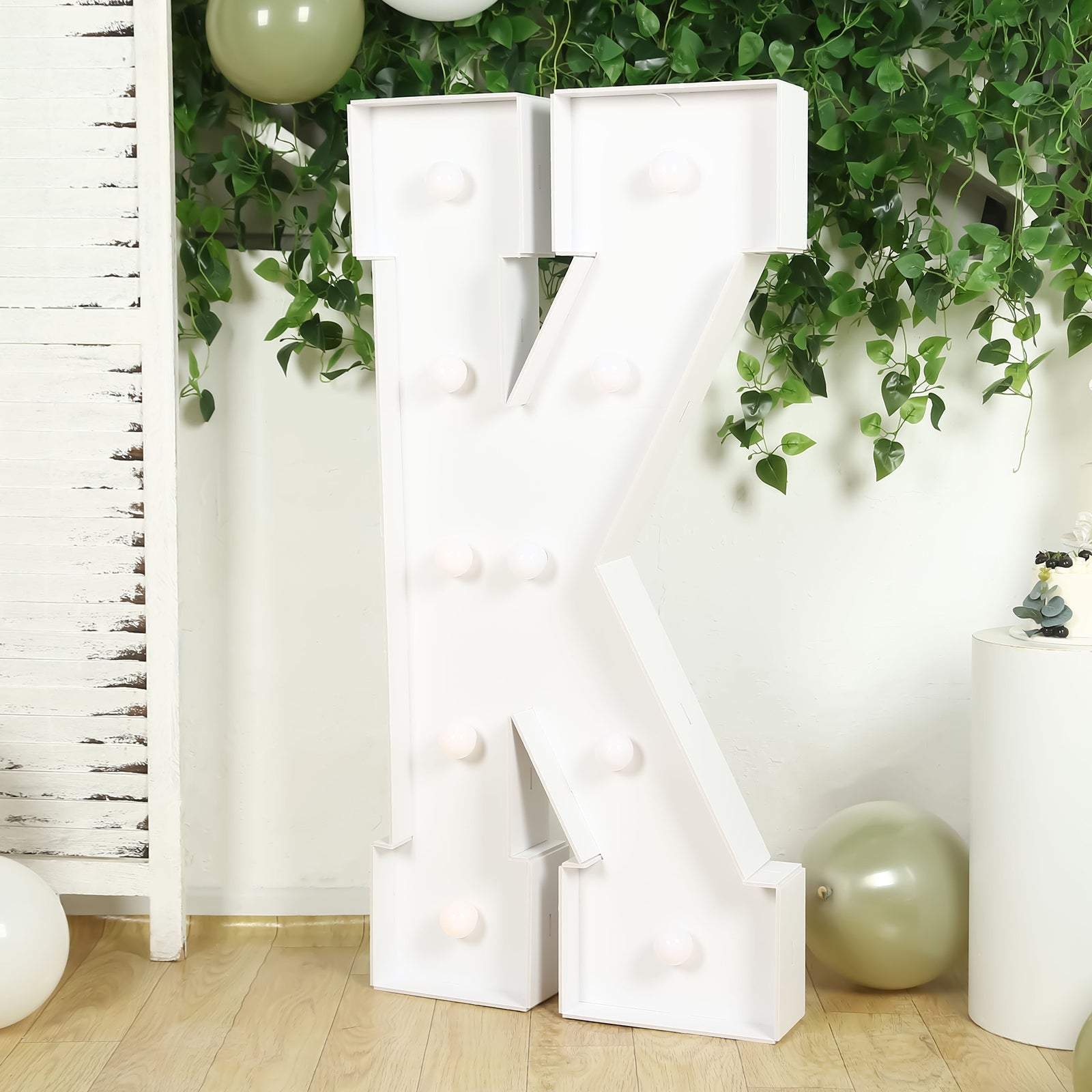 4ft White Giant LED Marquee Letter K with 10 Warm White Battery - Operated LEDs, Glue Gun & Sticks