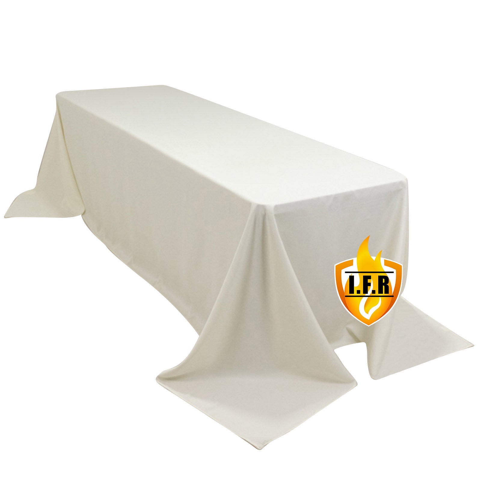 Ivory High - Performance Seamless Fire - Retardant Premium Polyester 90x156 Rectangular Tablecloth