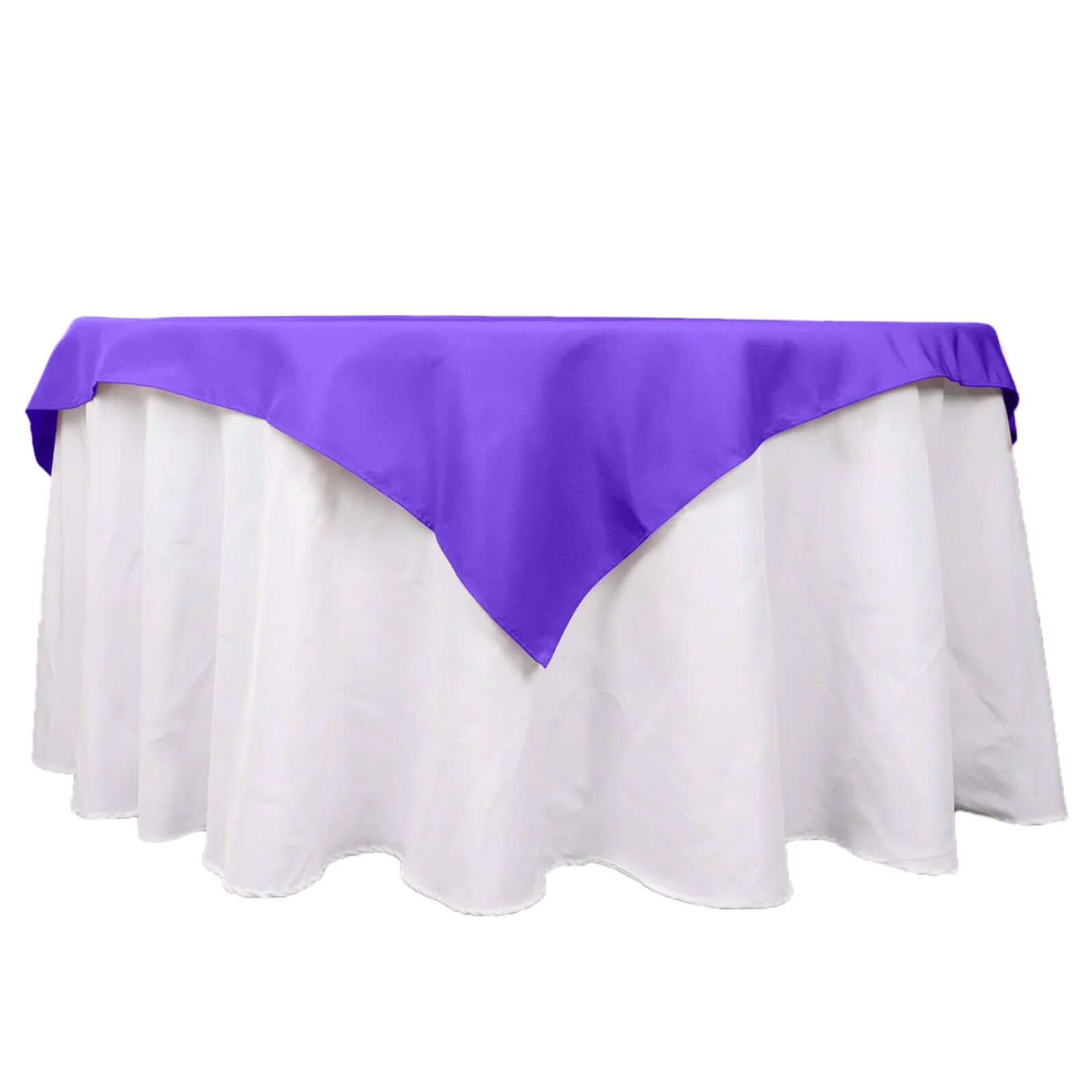 Hot Sale! 54x54 Premium Purple Polyester Square Table Overlay, 220GSM Stain & Wrinkle Resistant