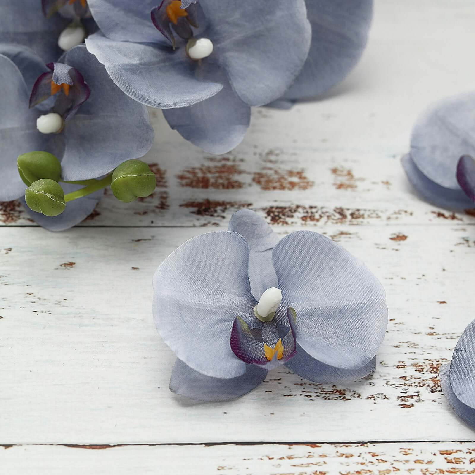 Hot! 20 Silk Artificial Charcoal Gray Orchid Flower Heads for DIY Decor