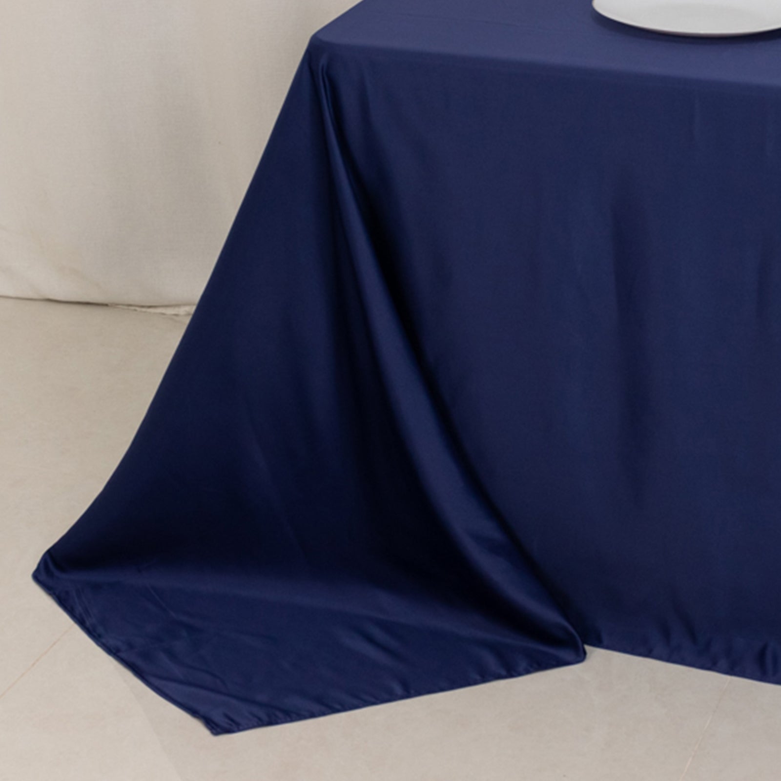 Exclusive Navy Blue Lamour Satin Rectangle Tablecloth 90x132 - Soft, Silk-Like & Durable