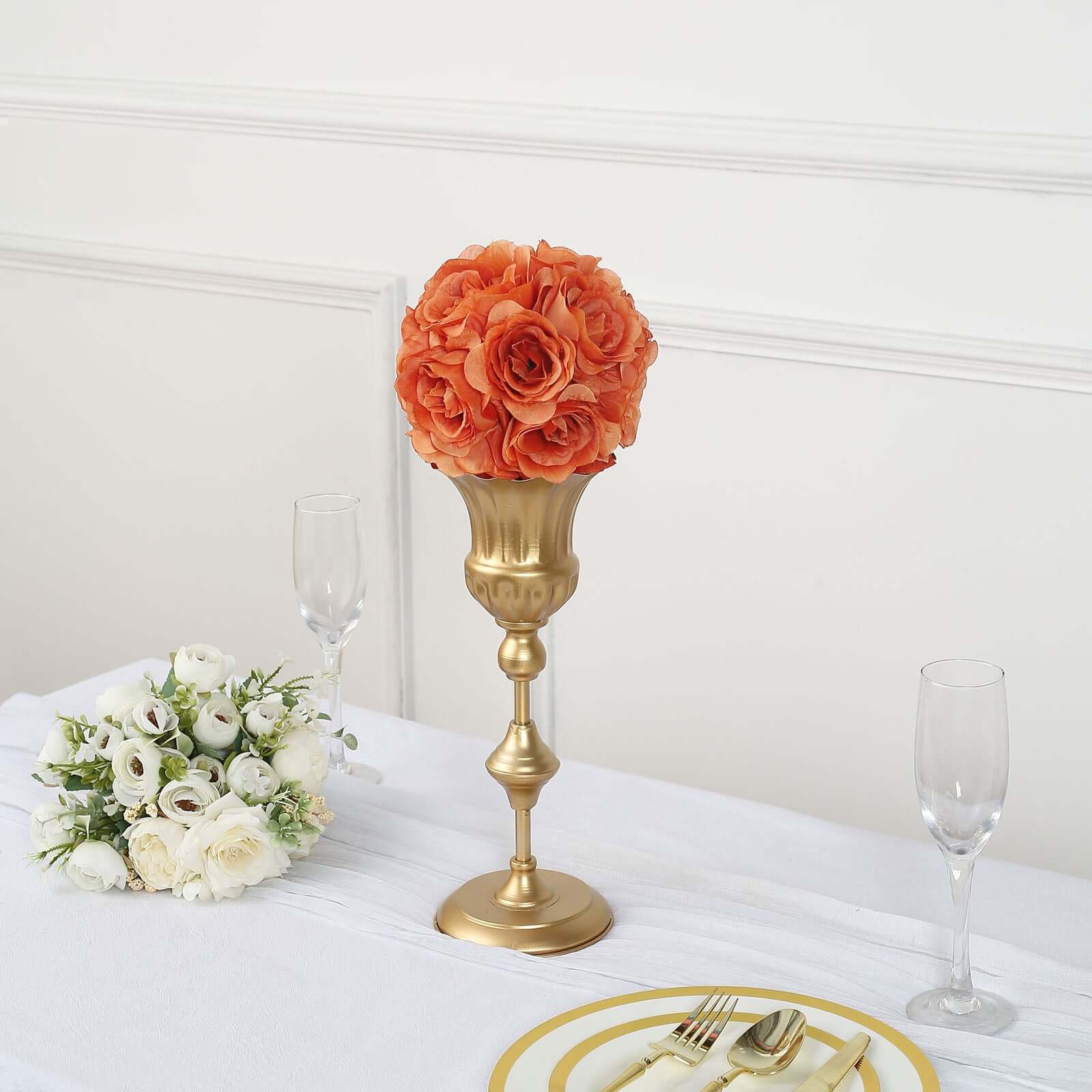 Special Offer: 2-Pack of 7-Inch Terracotta (Rust) Artificial Silk Rose Kissing Balls for Decor