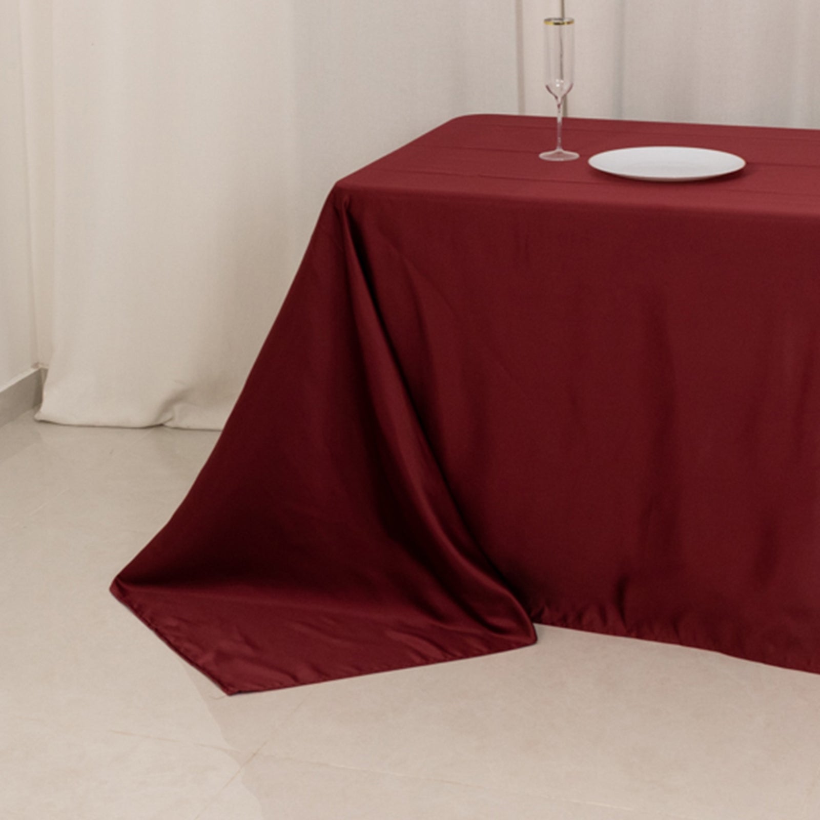Exclusive Burgundy Lamour Satin Rectangle Tablecloth (90x156) - Soft & Seamless Luxury