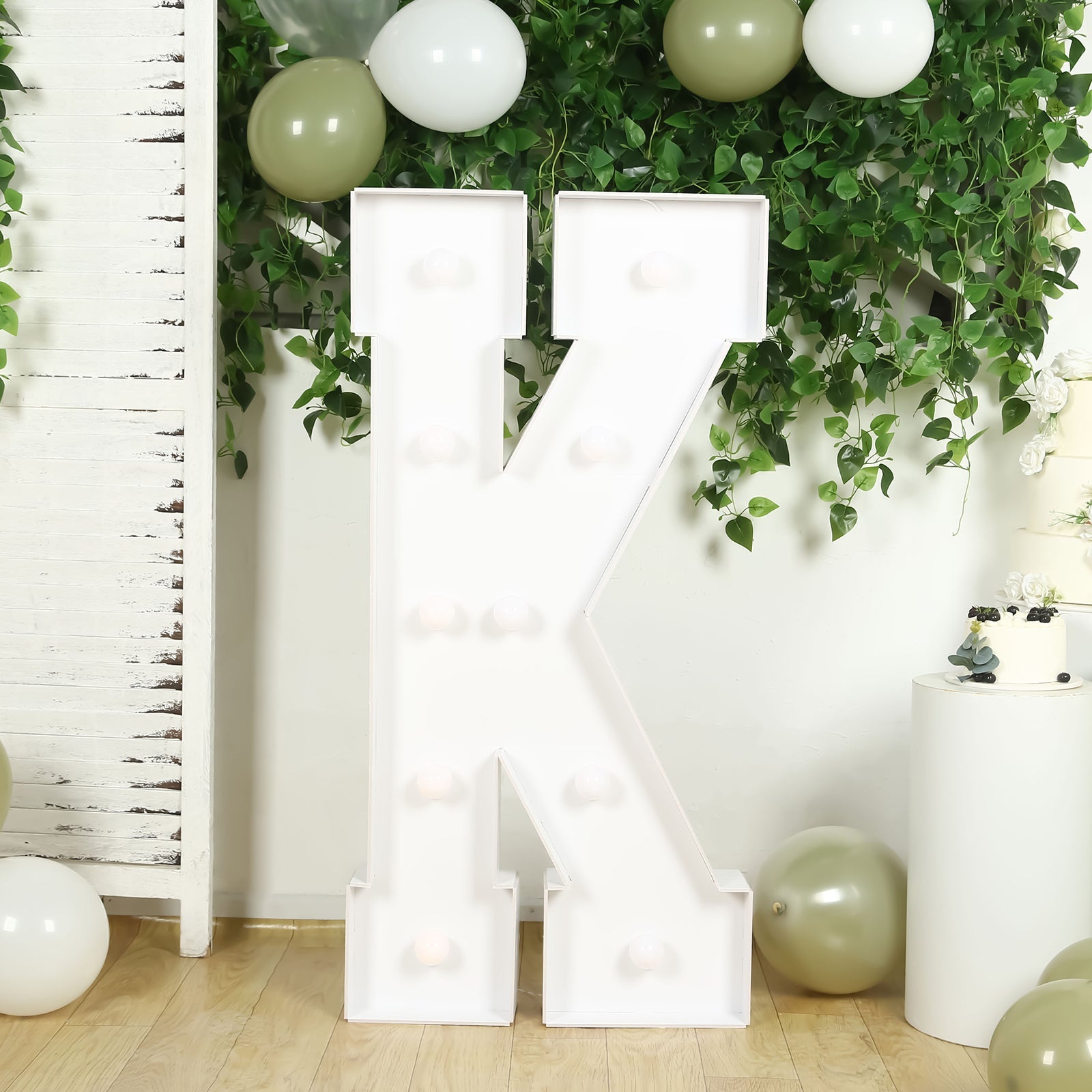 4ft White Giant LED Marquee Letter K with 10 Warm White Battery - Operated LEDs, Glue Gun & Sticks