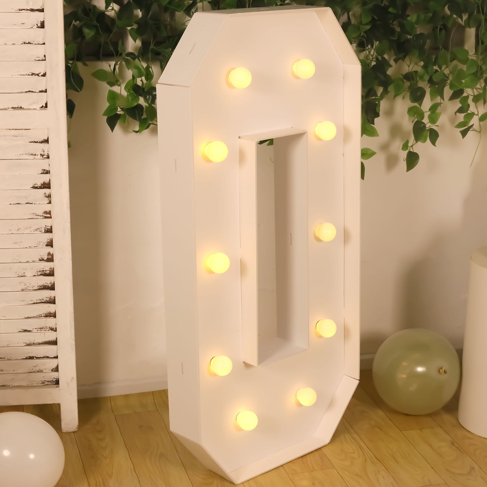 4ft White Giant LED Marquee Light-Up Letter O with Warm White LEDs, Glue Gun & Sticks