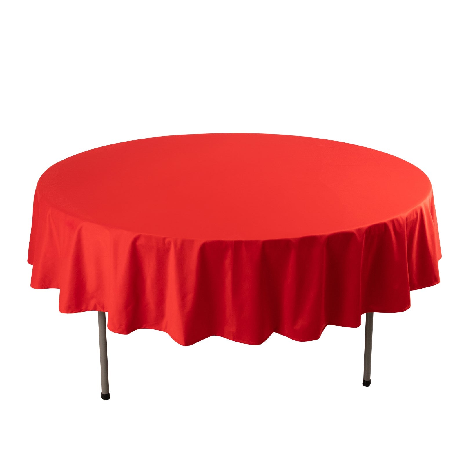 Red Premium 90' Round Scuba Tablecloth - Anti - Wrinkle and Stain - Resistant
