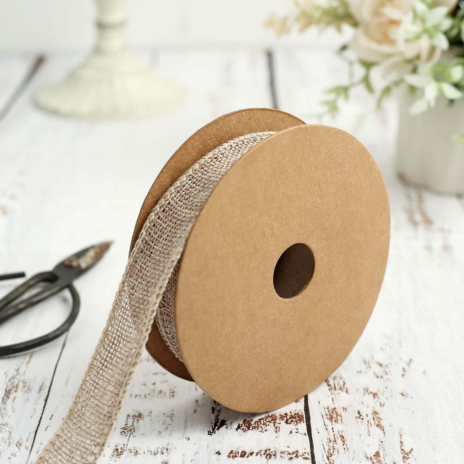 10 Yards 7/8 Natural Tone Jute Burlap Ribbons - Ideal for Decor
