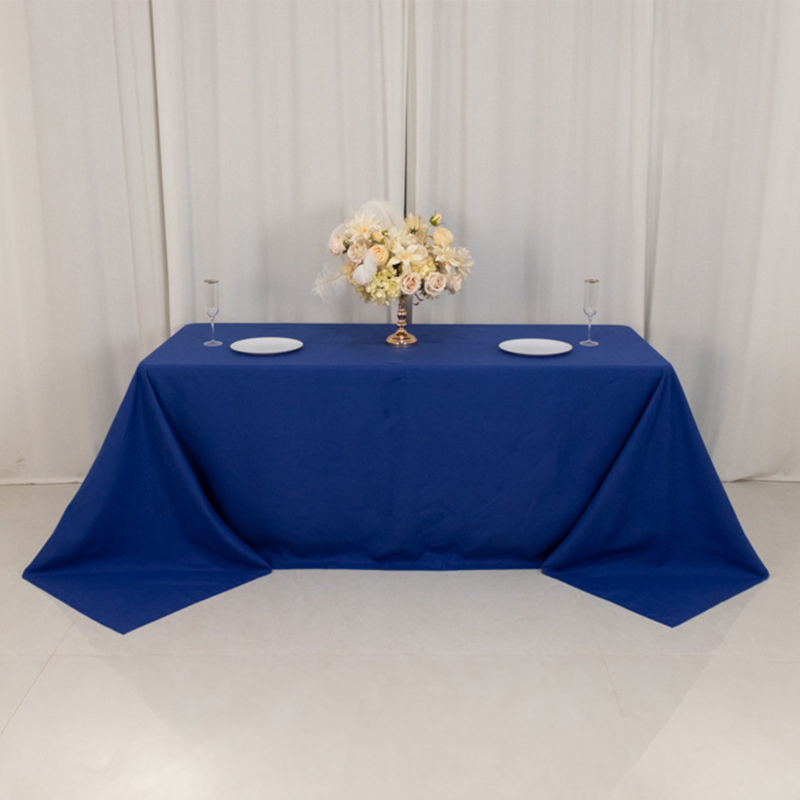 Hot! Royal Blue 90x132 Cotton Blend Seamless Wrinkle-Resistant Rectangle Tablecloth
