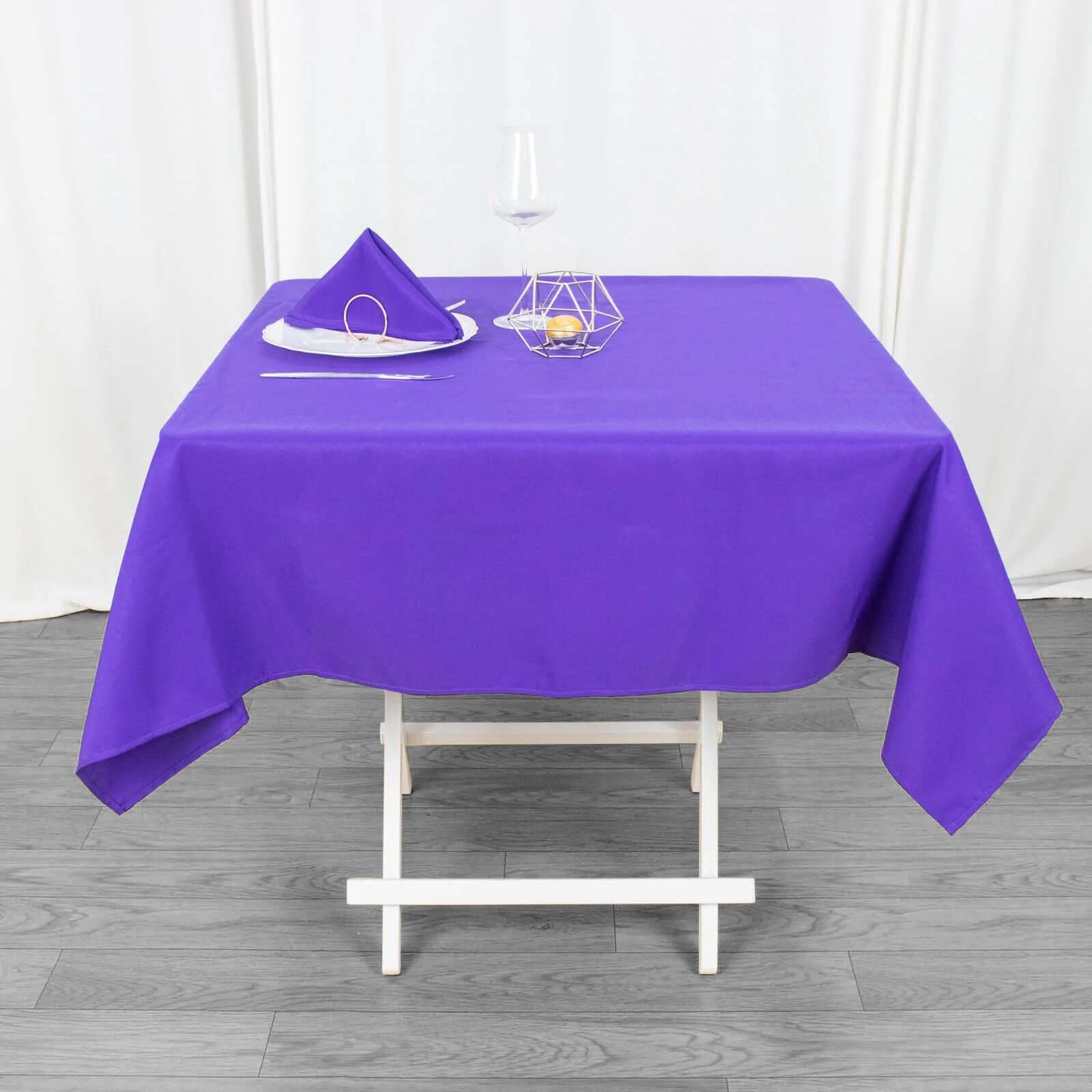 Hot! 54x54 Purple Premium Polyester Square Tablecloth - 220GSM Stain & Wrinkle-Resistant