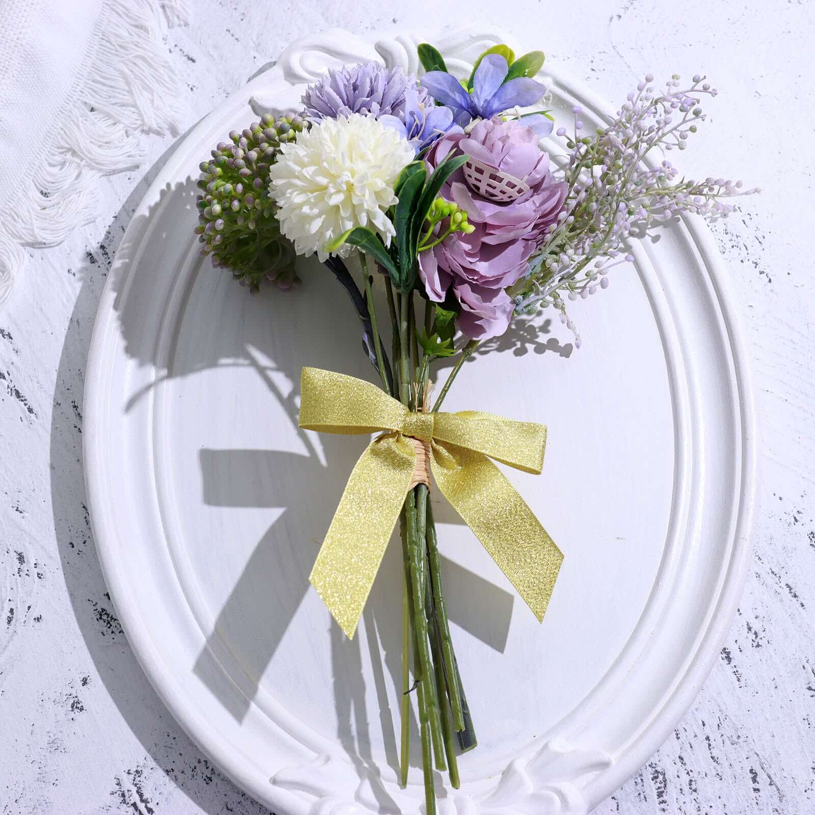 50 Pcs Gold Glitter Nylon Ribbon Bows with Twist Ties - Ideal for Gift Baskets & Party Favors