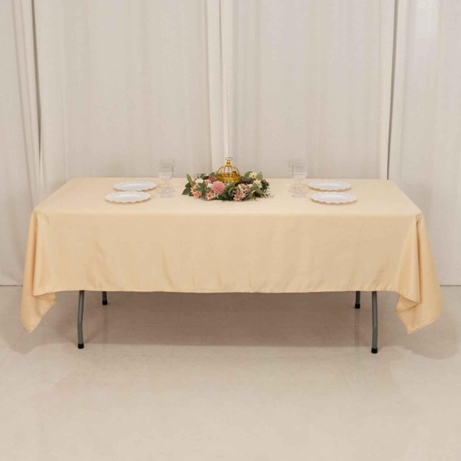 Get This Durable & Silky Soft Beige Lamour Satin Rectangle Tablecloth (60x102)