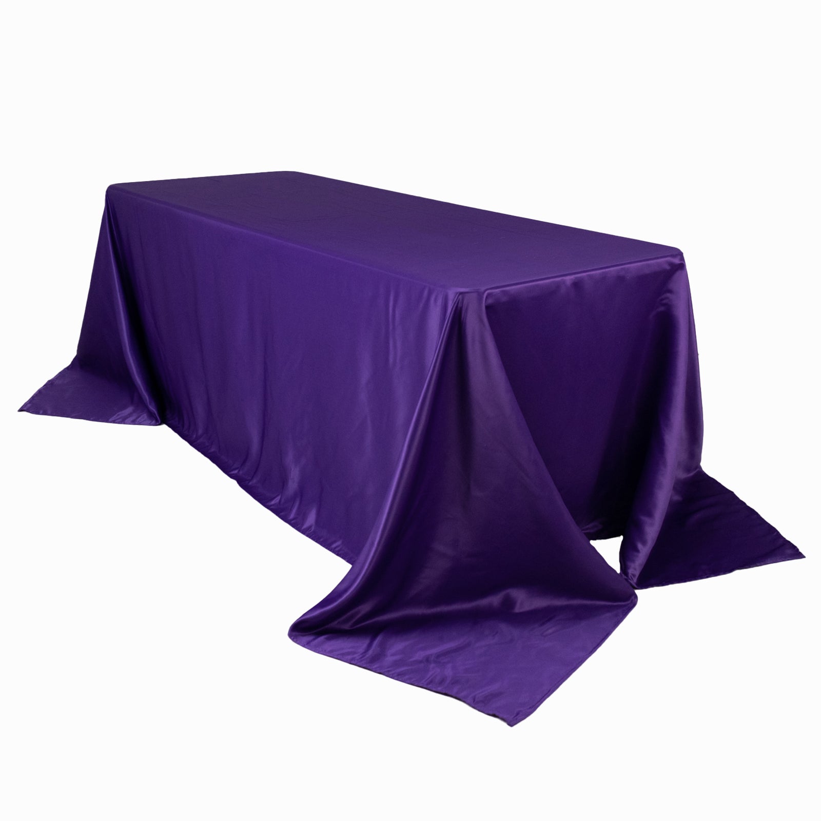 Luxurious Purple Lamour Satin Rectangle Tablecloth, 90x132 - Soft & Silk - like