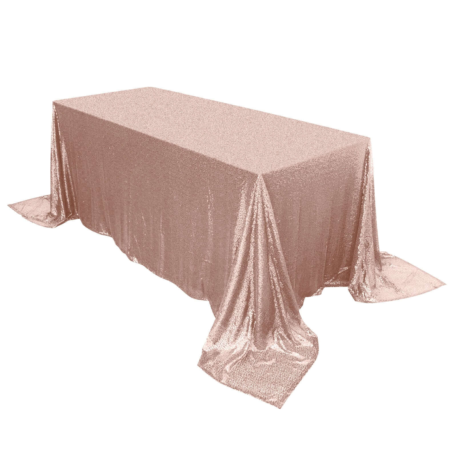 Hot! Rose Gold Seamless Sparkly Sequin Rectangle Tablecloth 90x132