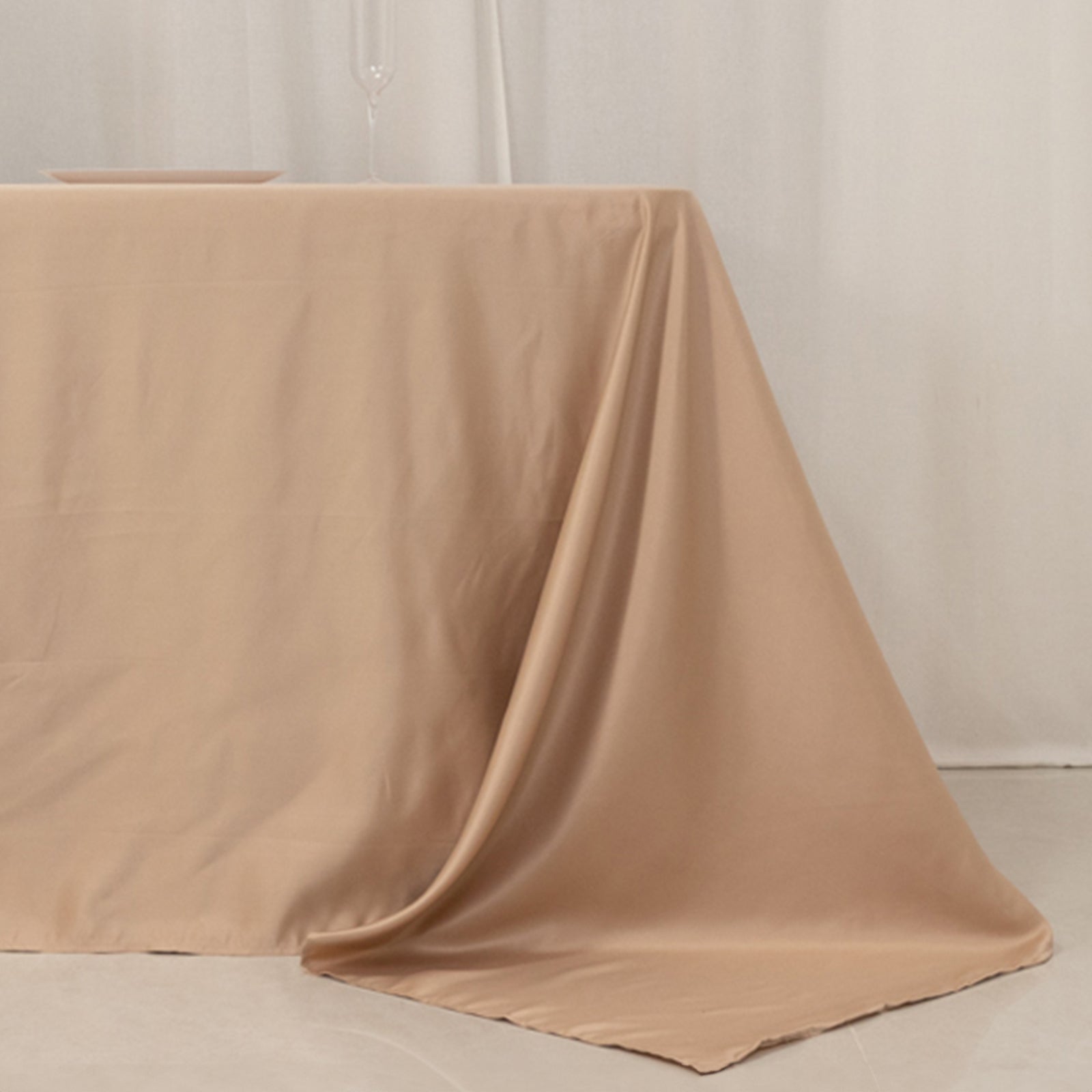 Luxurious Nude Lamour Satin Rectangle Tablecloth 90x156 - Ideal for Events