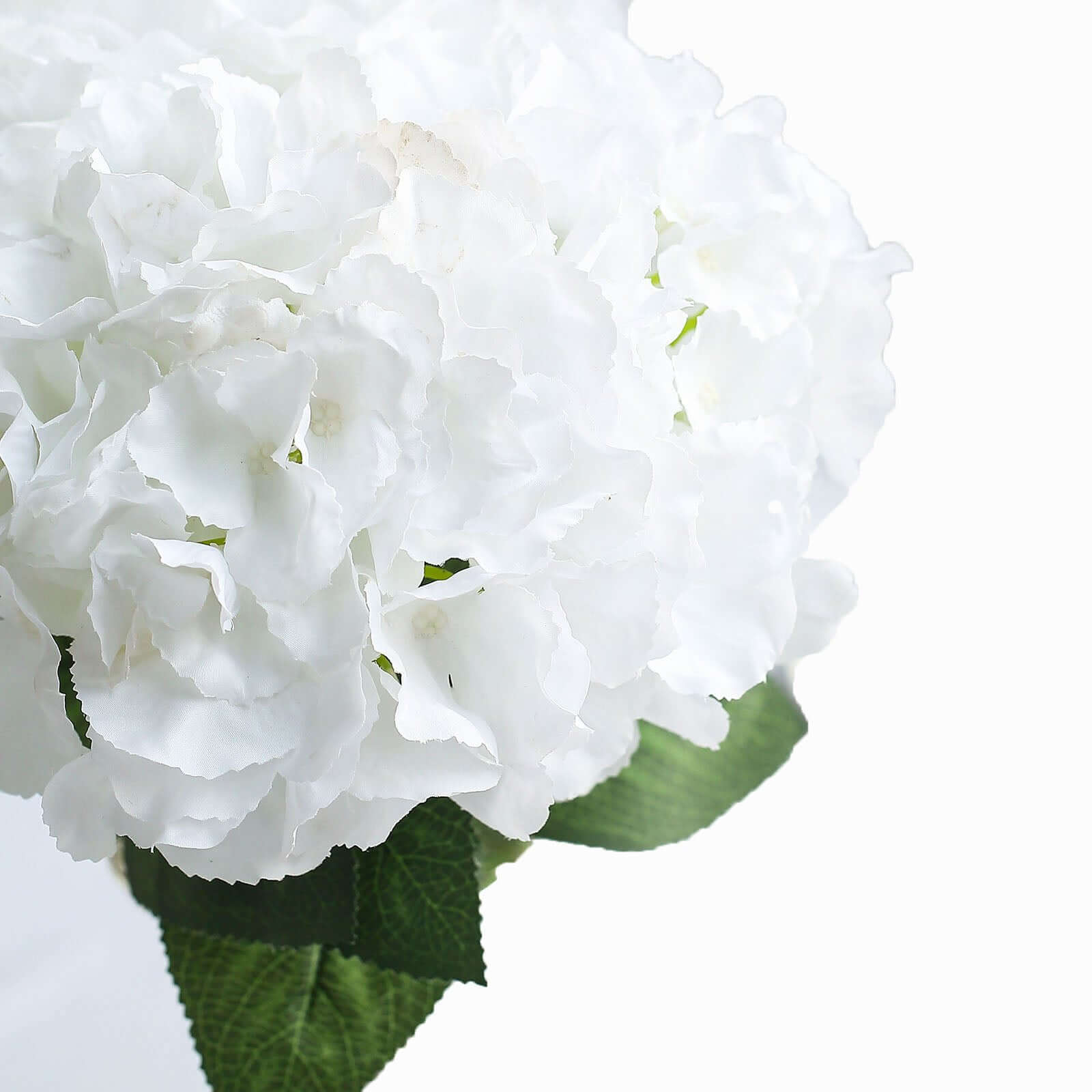 Set of 5 White Artificial Silk Hydrangea Flower Bushes for Decor