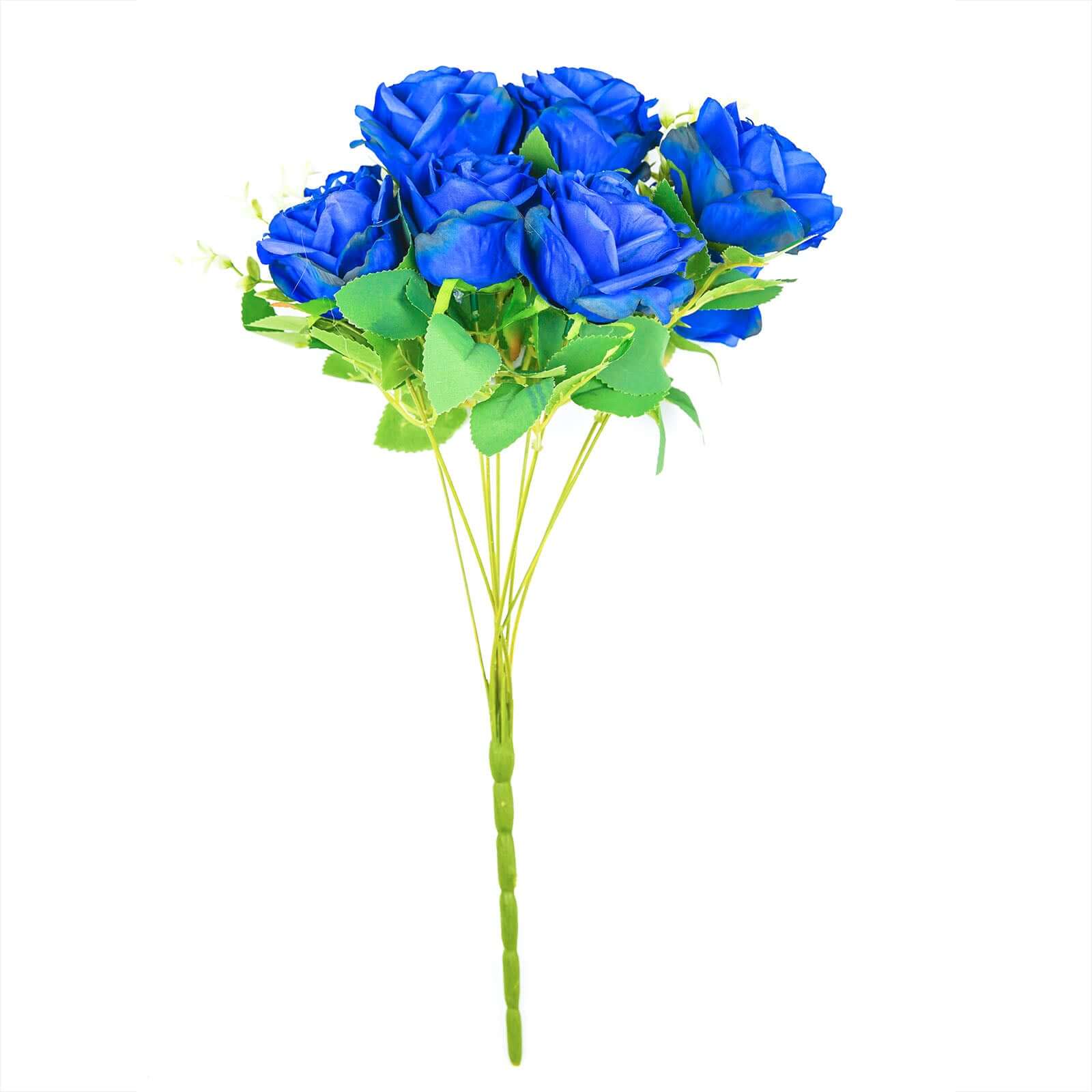 2 Bushes 18-Head Royal Blue Artificial Silk Rose Flower Bouquet, Ideal for Decor