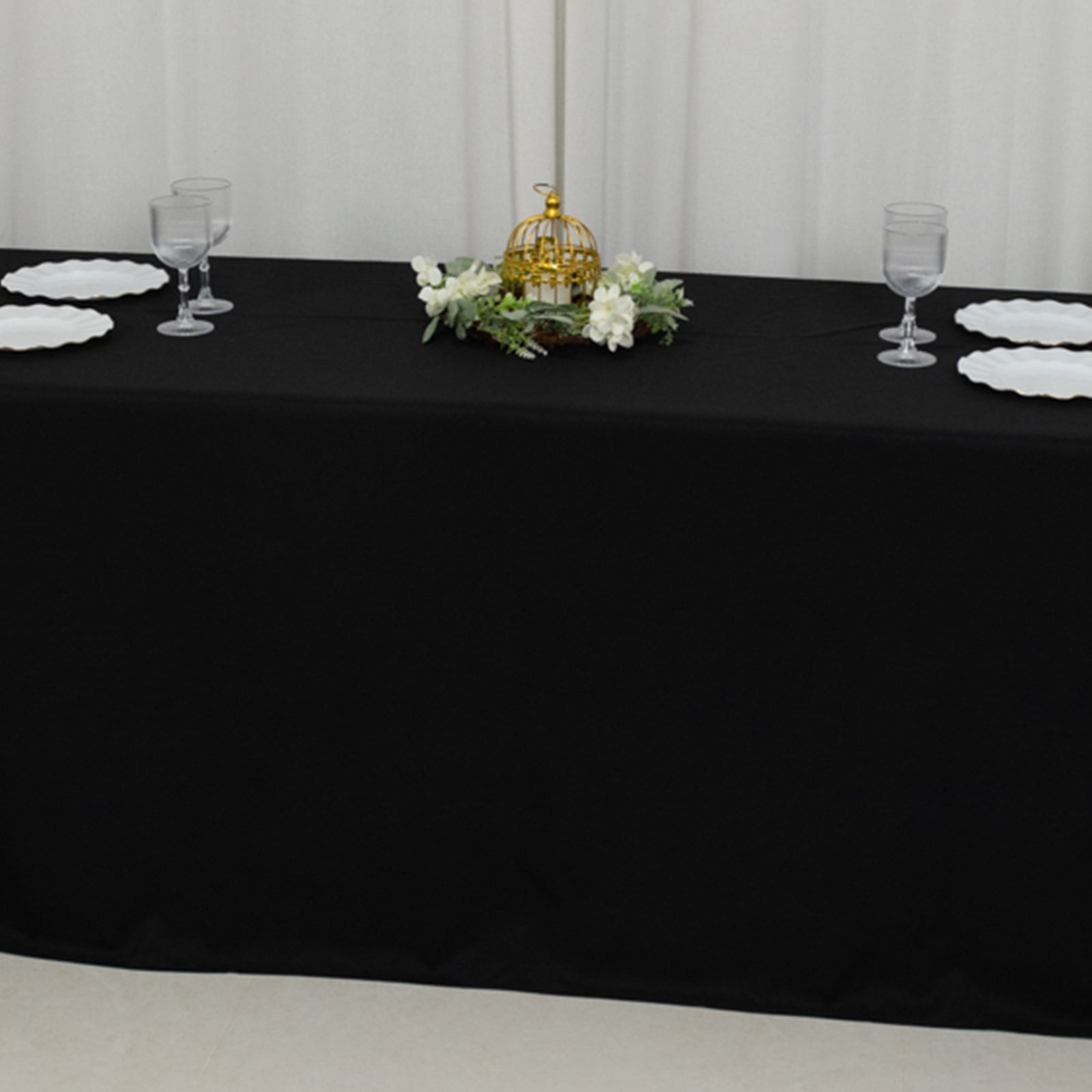 Black High-Performance Seamless Fire-Retardant Premium Polyester 90x156 Rectangular Tablecloth