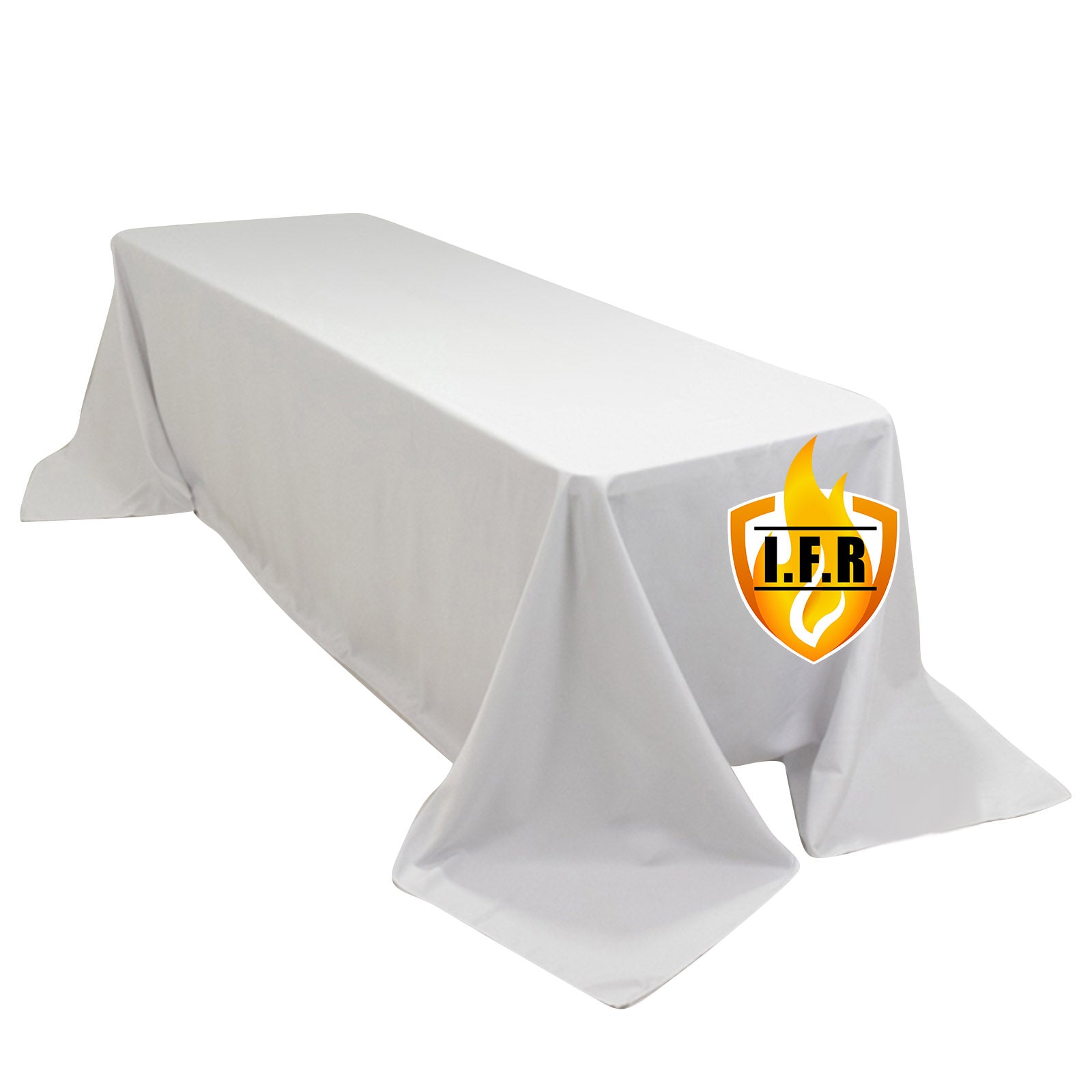 Hot! White Fire Retardant Premium Polyester 90x156 Rectangular Tablecloth for Large Gatherings