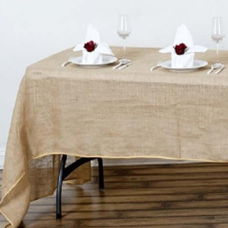 Hot! Natural Burlap Jute 60x126 Rectangle Tablecloth for Rustic Boho Decor