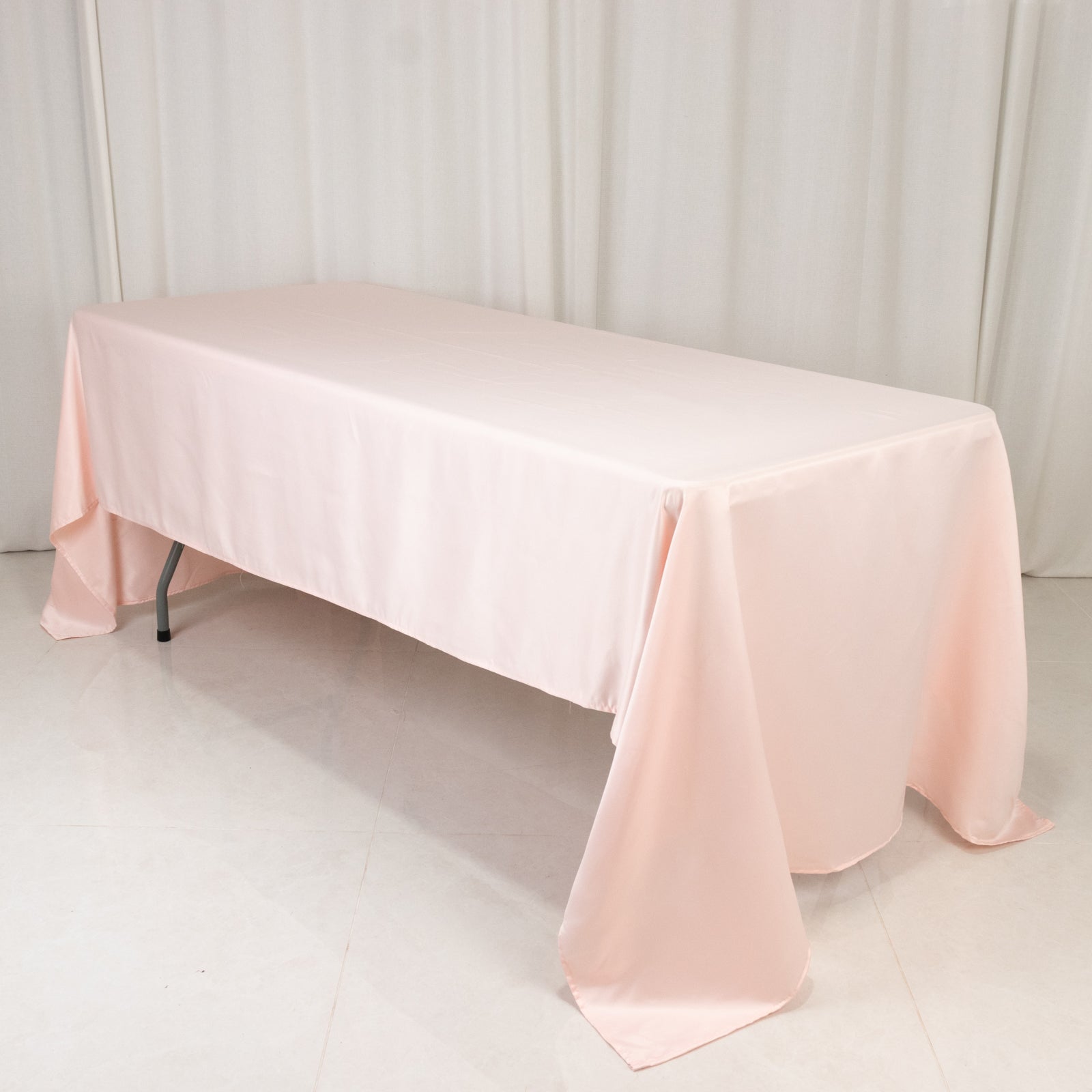 Blush Lamour Satin Rectangle Tablecloth - Soft & Durable, Ideal for Events
