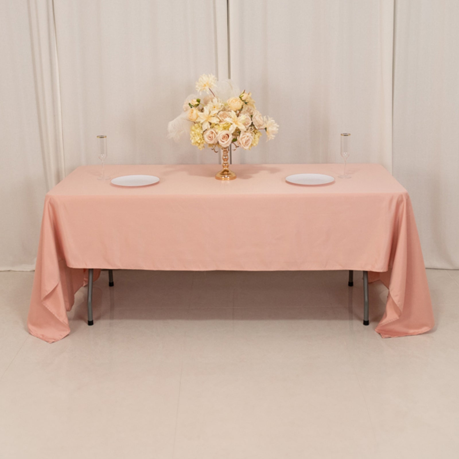 Dusty Rose Lamour Satin Rectangle Tablecloth 60x126 - Soft, Silk - like Cover