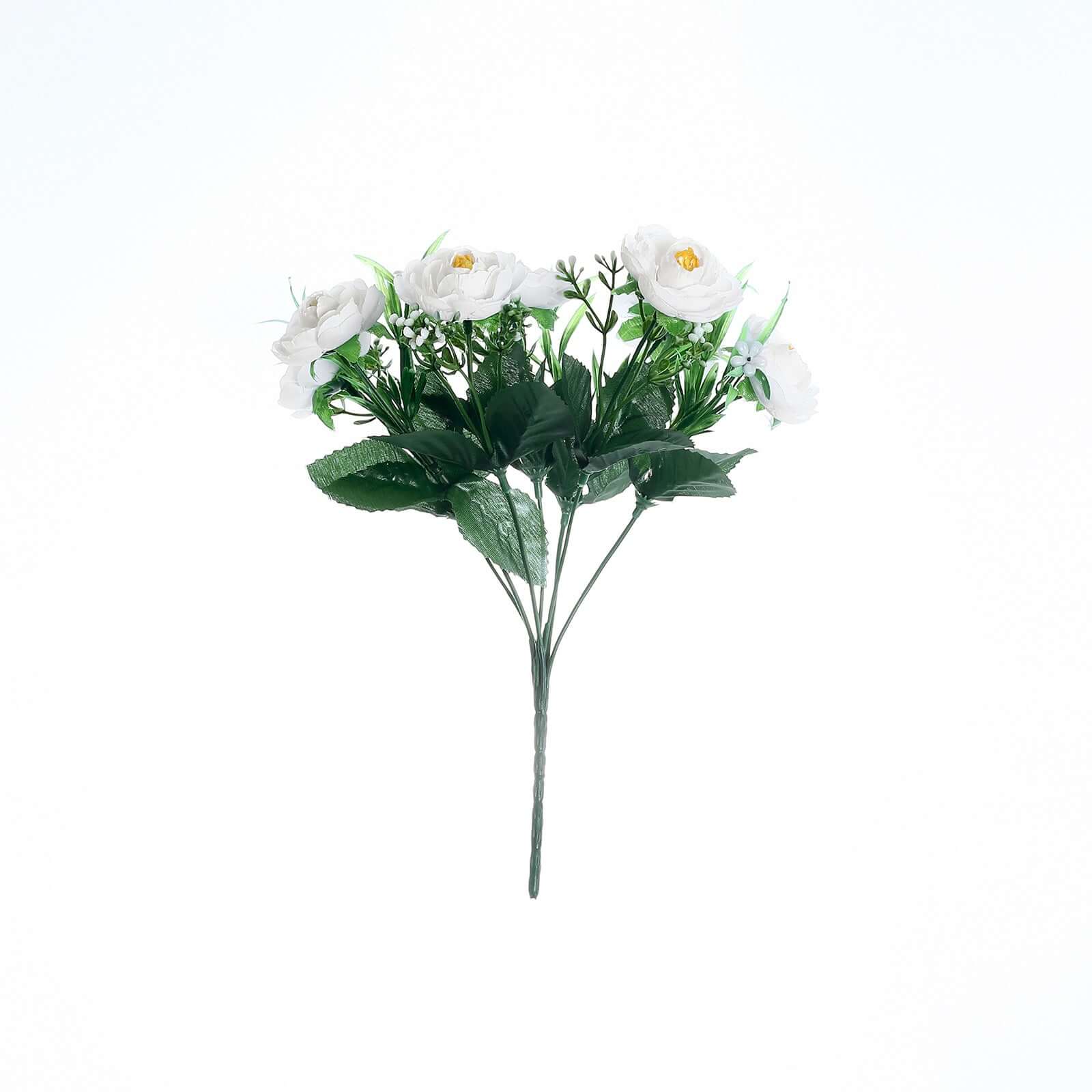 Amazing Deal! 4-Bush White Artificial Silk Peony Flower Bouquet for Stunning Decor