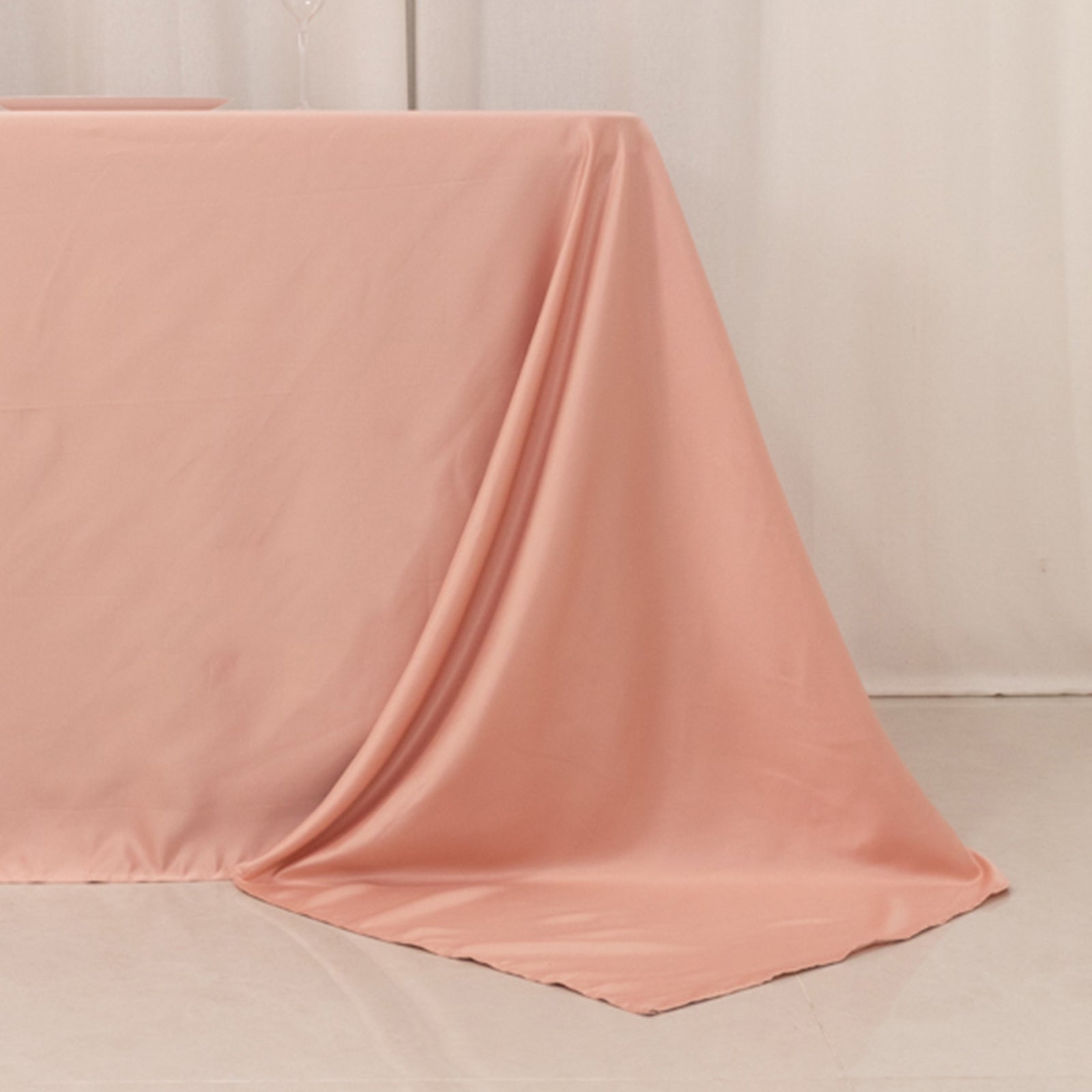 Luxurious Dusty Rose Lamour Satin 90x156 Rectangle Seamless Tablecloth