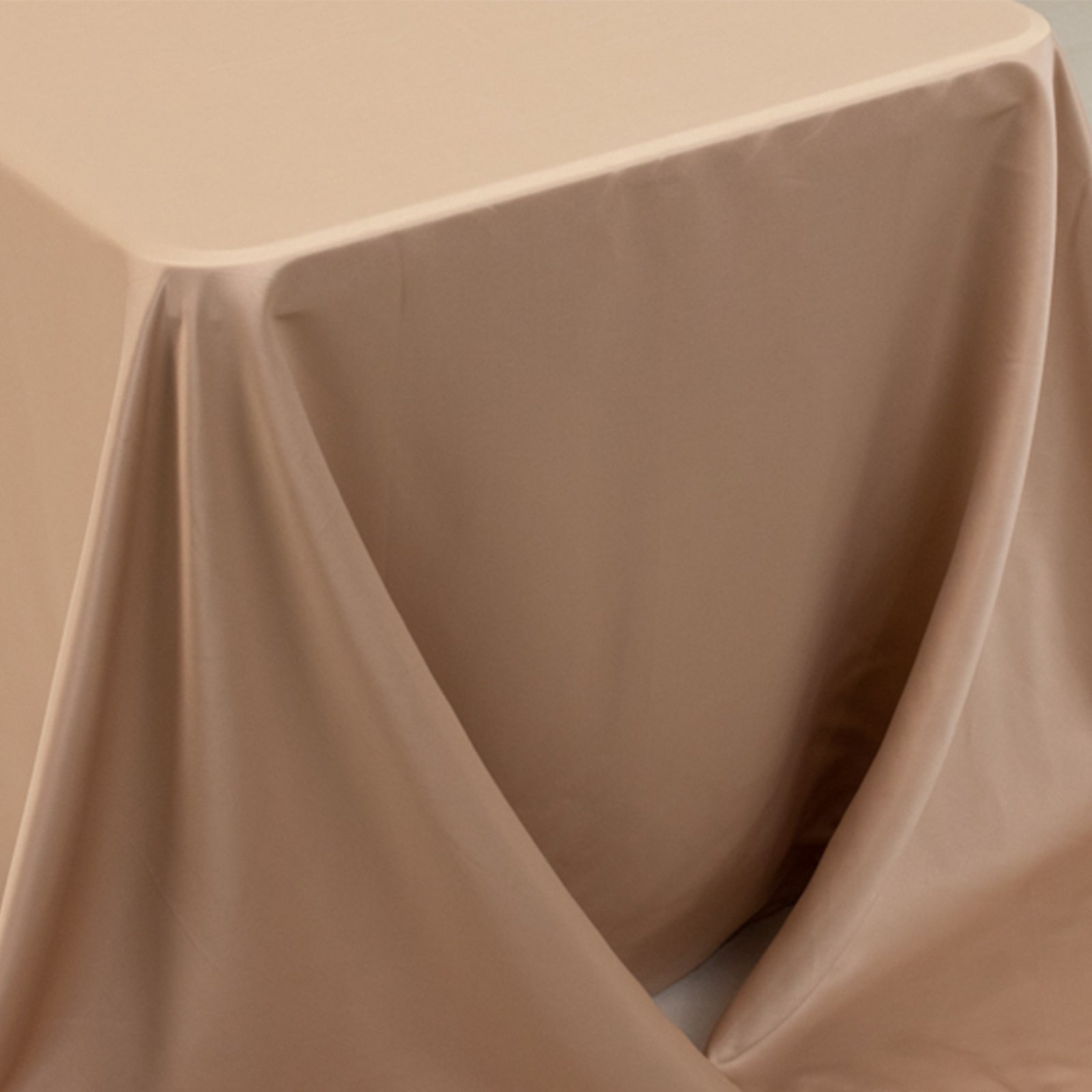 Luxurious Nude Lamour Satin Rectangle Tablecloth 90x156 - Ideal for Events