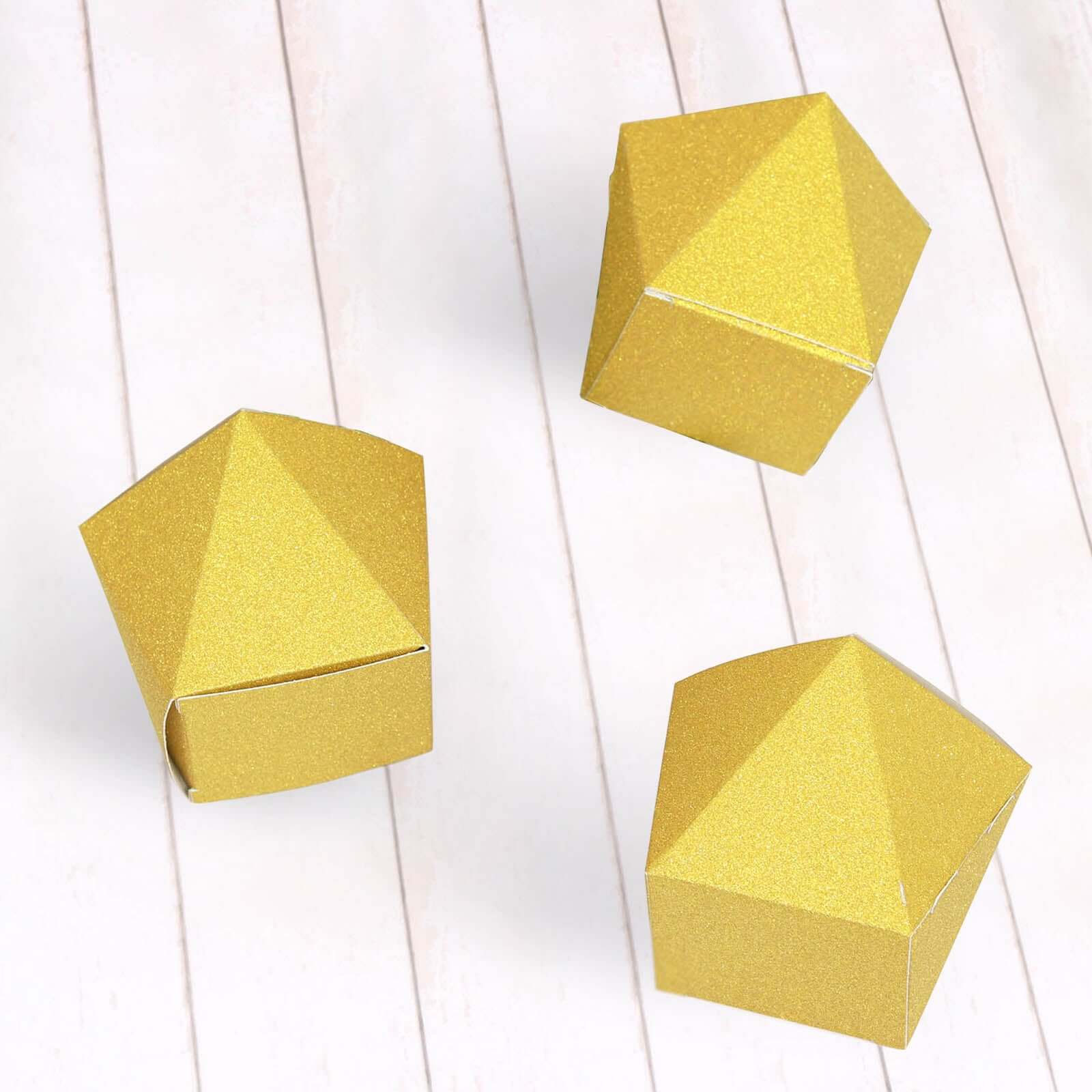 Get 25-Pack Gold Glittered 3x4 Geometric DIY Wedding Favor Gift Boxes Now