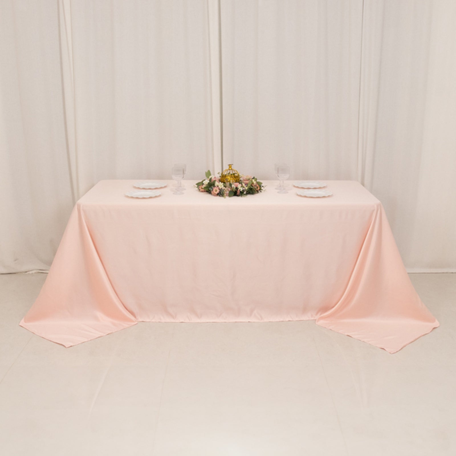 Blush Lamour Satin Rectangle Tablecloth - Soft, Silk - Like & Seamless 90x132