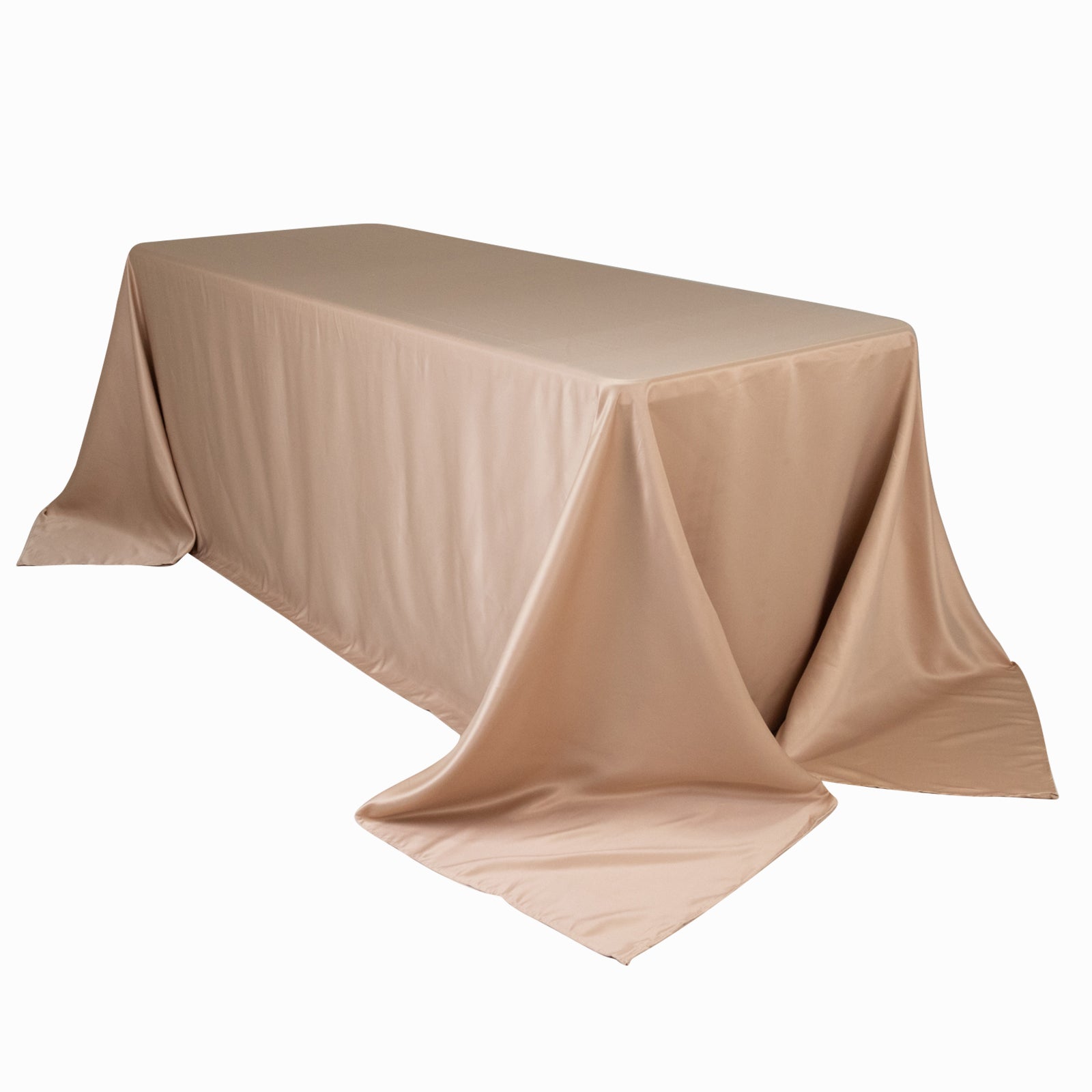 Exclusive Lamour Satin Nude Rectangle Tablecloth - Soft, Silk - like, 90x132