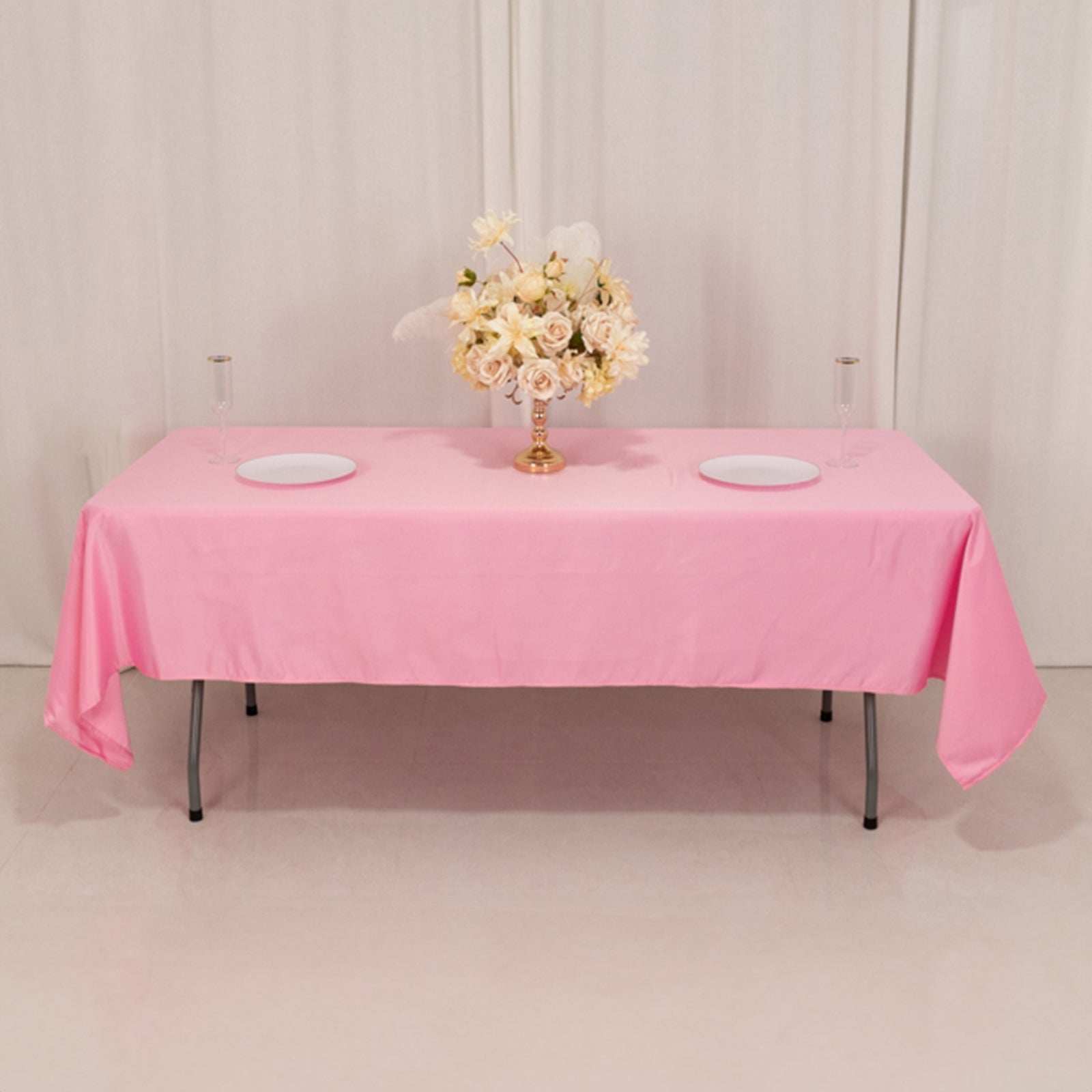 Hot Deal! Pink Lamour Satin Rectangle Tablecloth 60x102 - Durable & Silky Soft