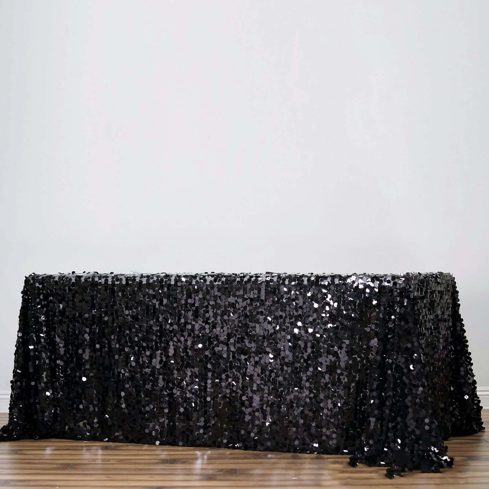 Black Seamless Sequin Rectangle Tablecloth 90x156 - Payette Style