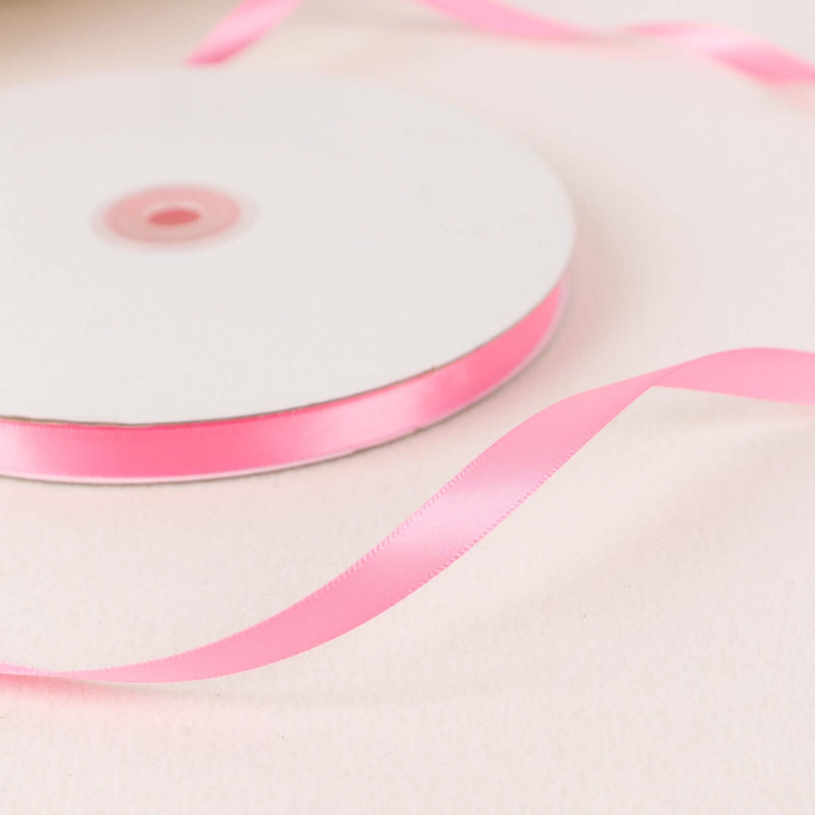 100 Yards of 3/8 Pink Single-Sided Decorative Satin Ribbon for Various Uses