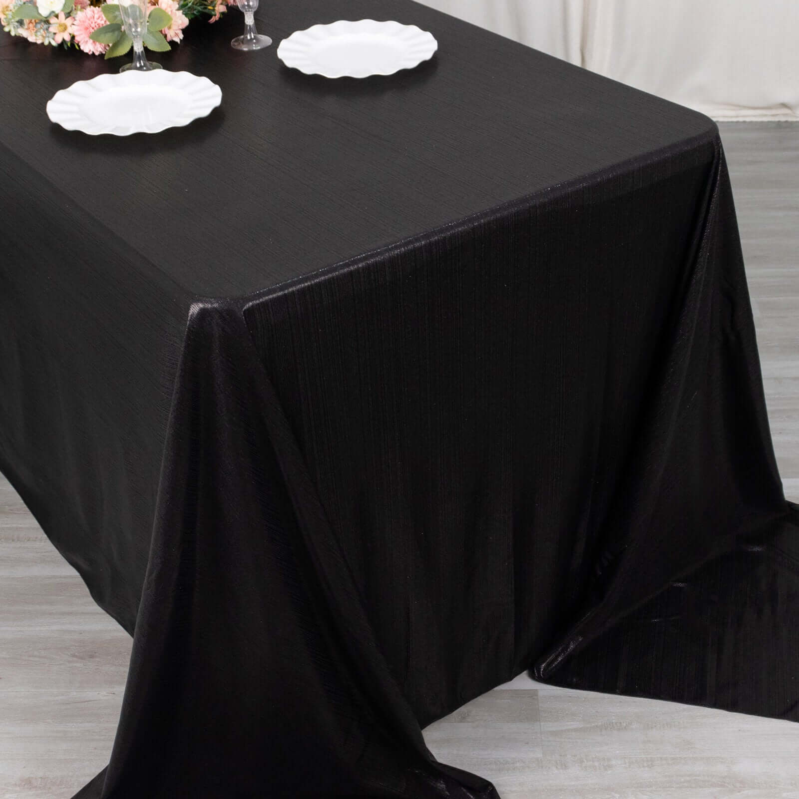 Exclusive Shimmering Black Sequin Dots Polyester 90x132 Rectangle Wrinkle-Free Tablecloth