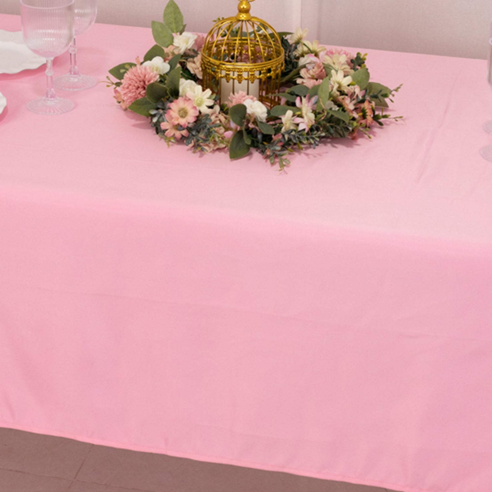 Hot Deal! Pink Lamour Satin Rectangle Tablecloth 60x102 - Durable & Silky Soft