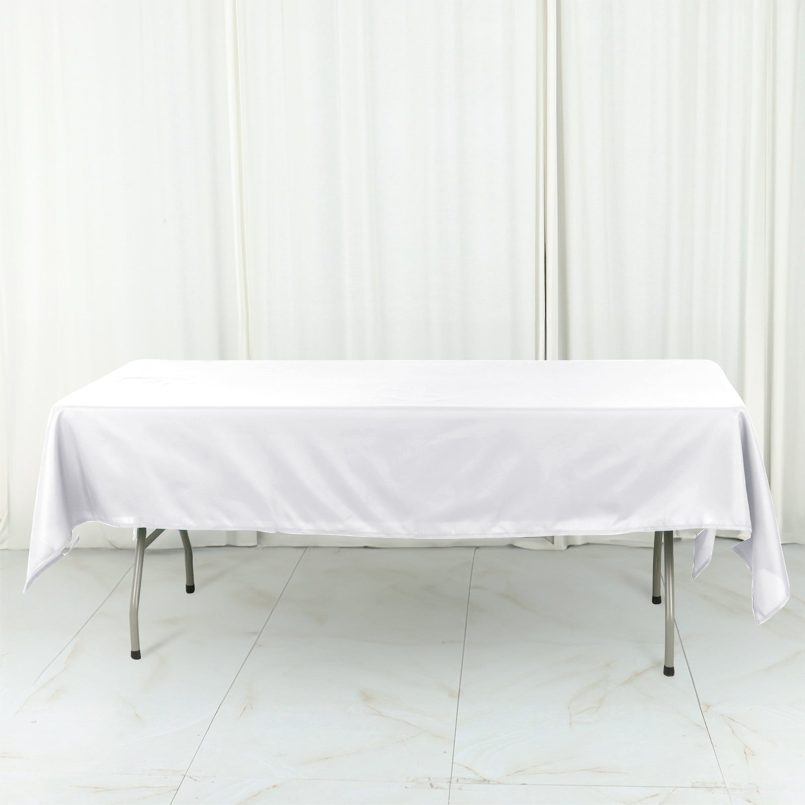 Wrinkle-Resistant White Cotton Blend Rectangle Tablecloth, 60x102