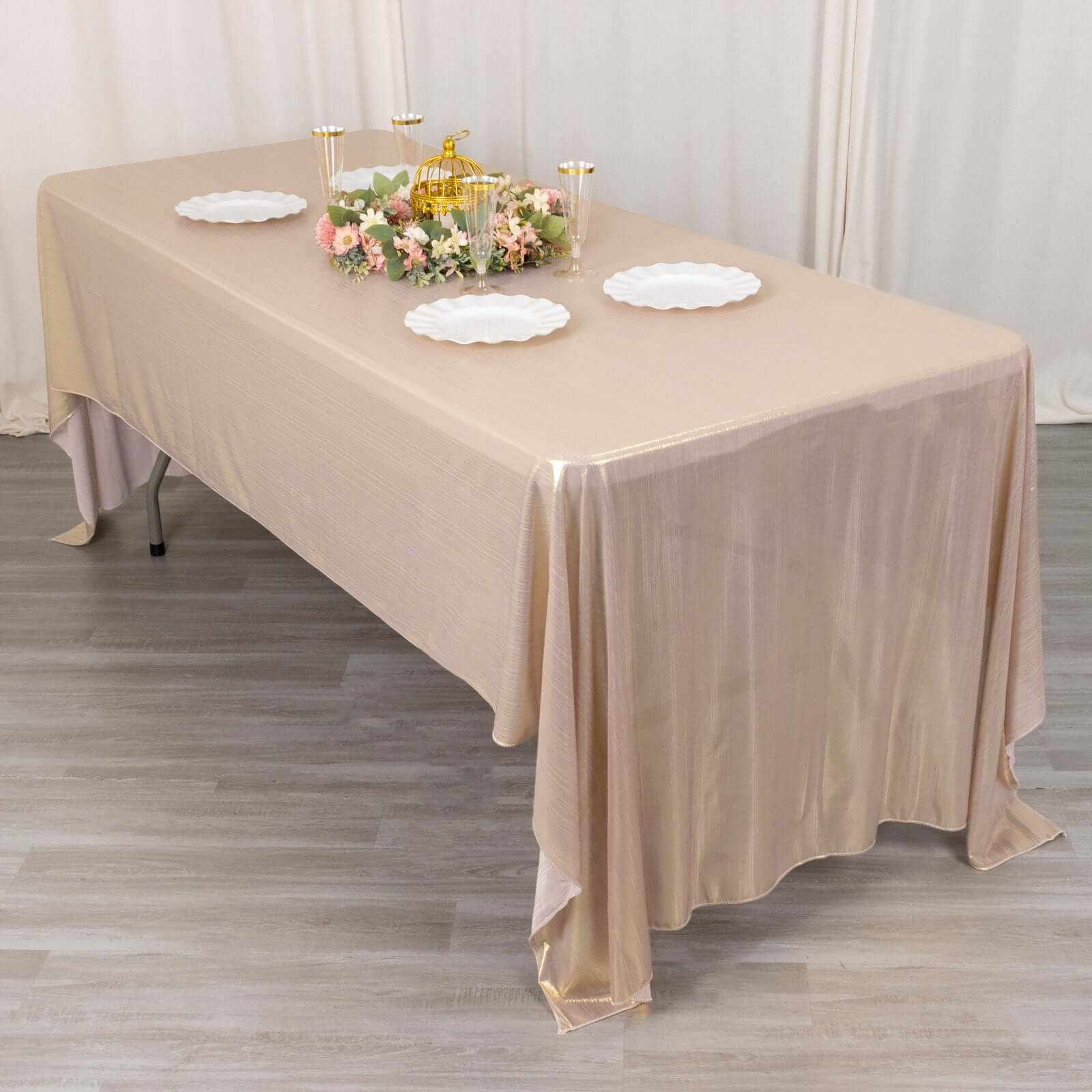 Wrinkle-Free Sparkling Blush Sequin Dots Polyester 60x126 Rectangle Tablecloth