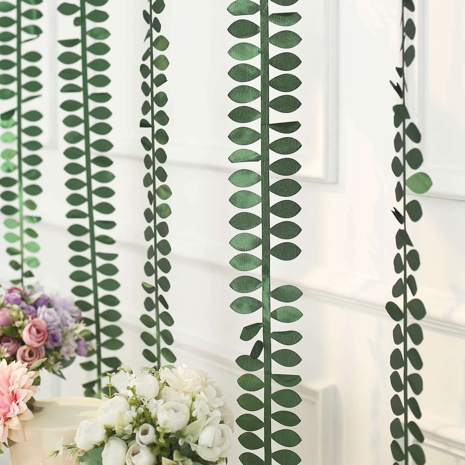50ft Green Taffeta Ribbon Sash with 4 - Leaf Petal Design - Ideal Artificial Fabric Garland for Decor