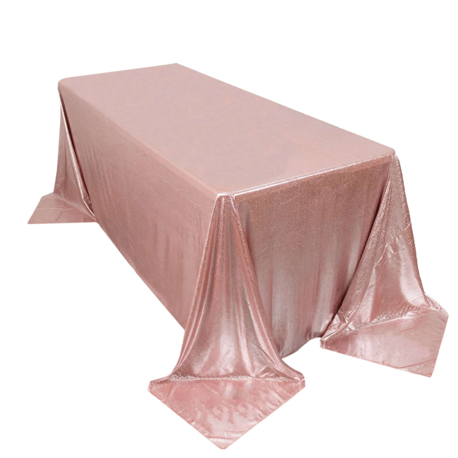 Rose Gold Shimmering Sequin Dots Polyester 90x132 Rectangle Wrinkle-Free Tablecloth