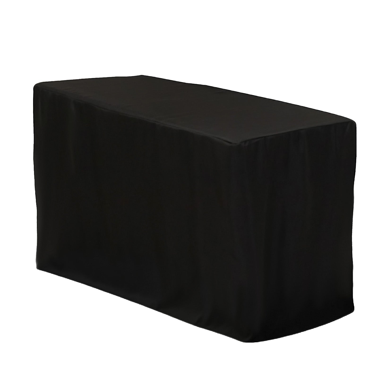 Black Fitted Polyester Rectangle Tablecloth - Ideal for 4ft Tables