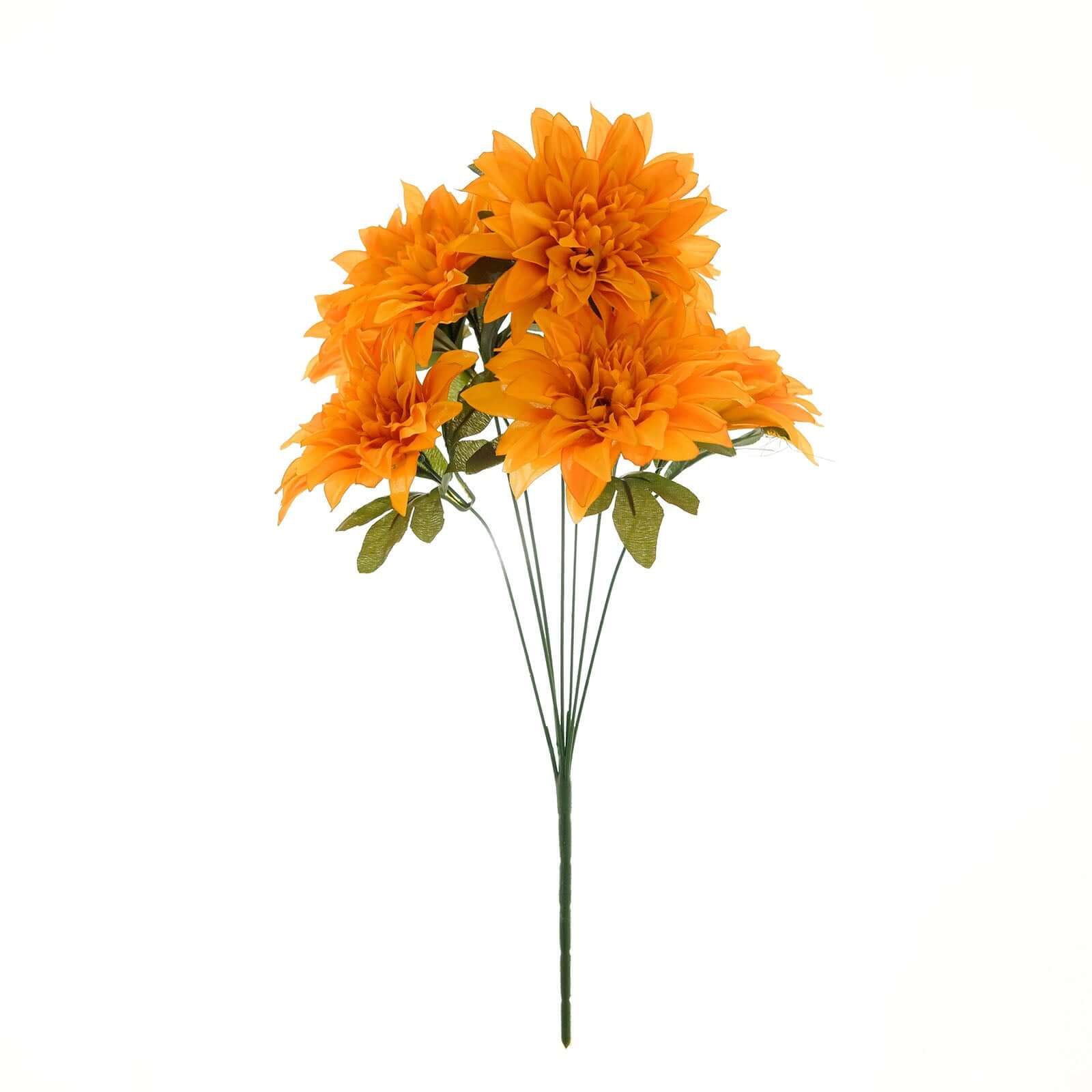Hot Deal! 2 Bouquets of Orange Artificial Silk Dahlia Flower Spray Bushes - 20 Inches Tall