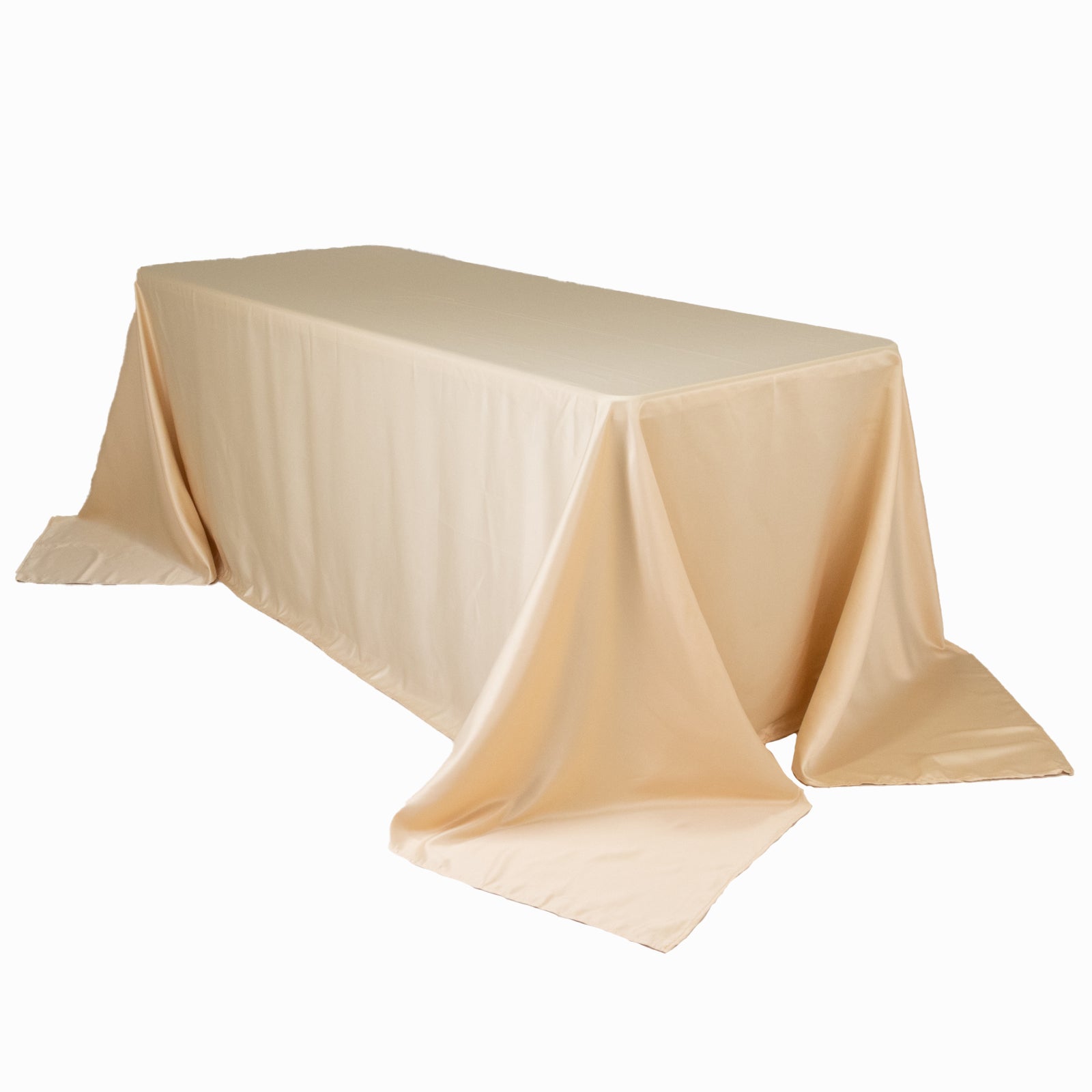 Lamour Satin Beige Rectangle Tablecloth - Soft, Silk-Like & Durable