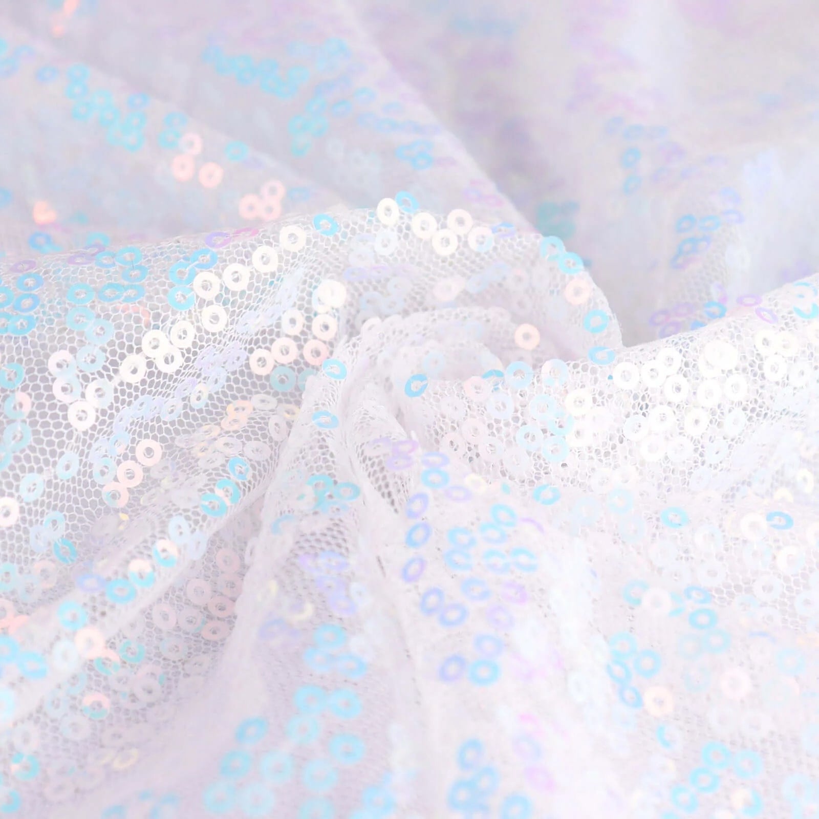 Exclusive Iridescent Blue Sequin Rectangle Tablecloth - 90x156 Seamless Twinkling Table Cover