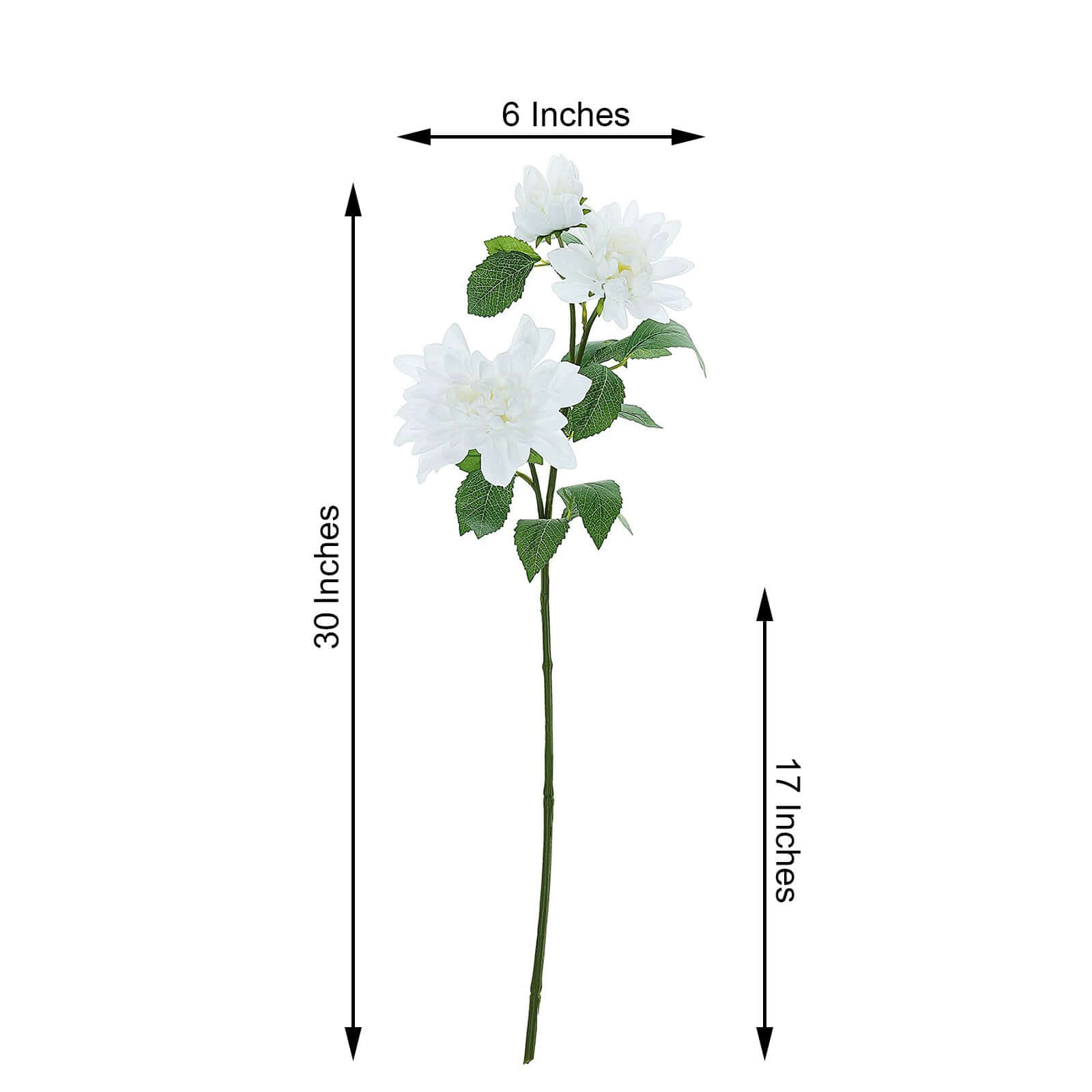 30-Inch Tall White Silk Faux Dahlia Flower Stems for Stunning Arrangements