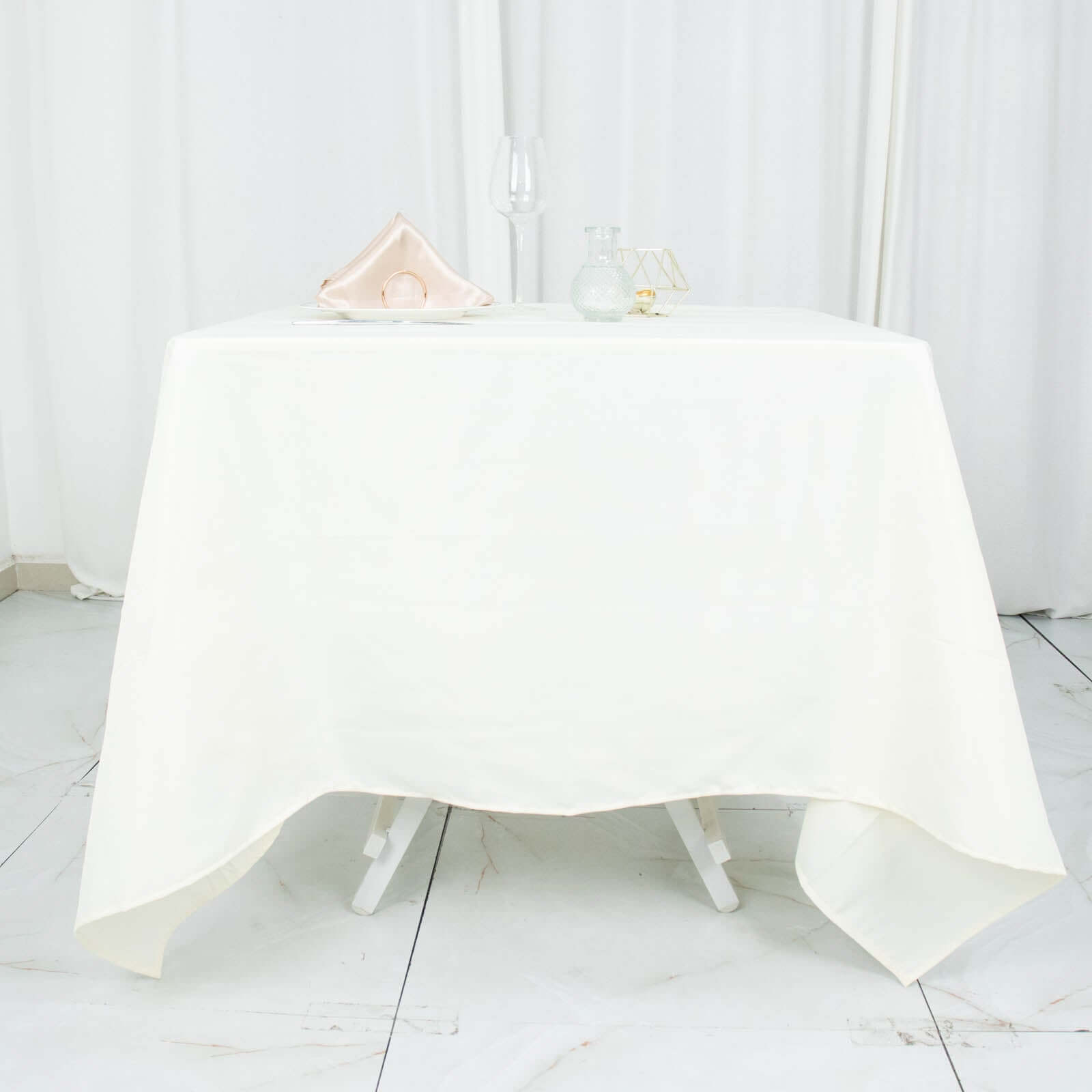 220GSM Wrinkle-Resistant Ivory Premium Polyester 70x70 Square Tablecloth