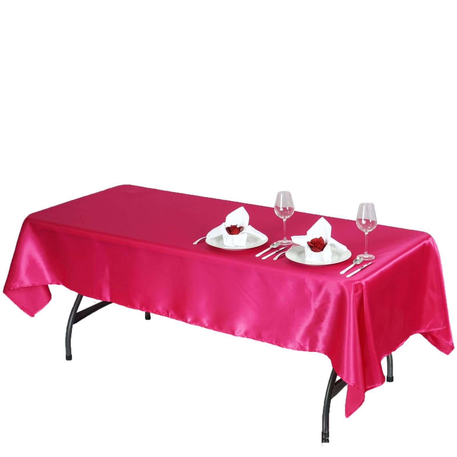 Fuchsia Satin Rectangular 60x102 Tablecloth - Soft and Shiny Table Cover