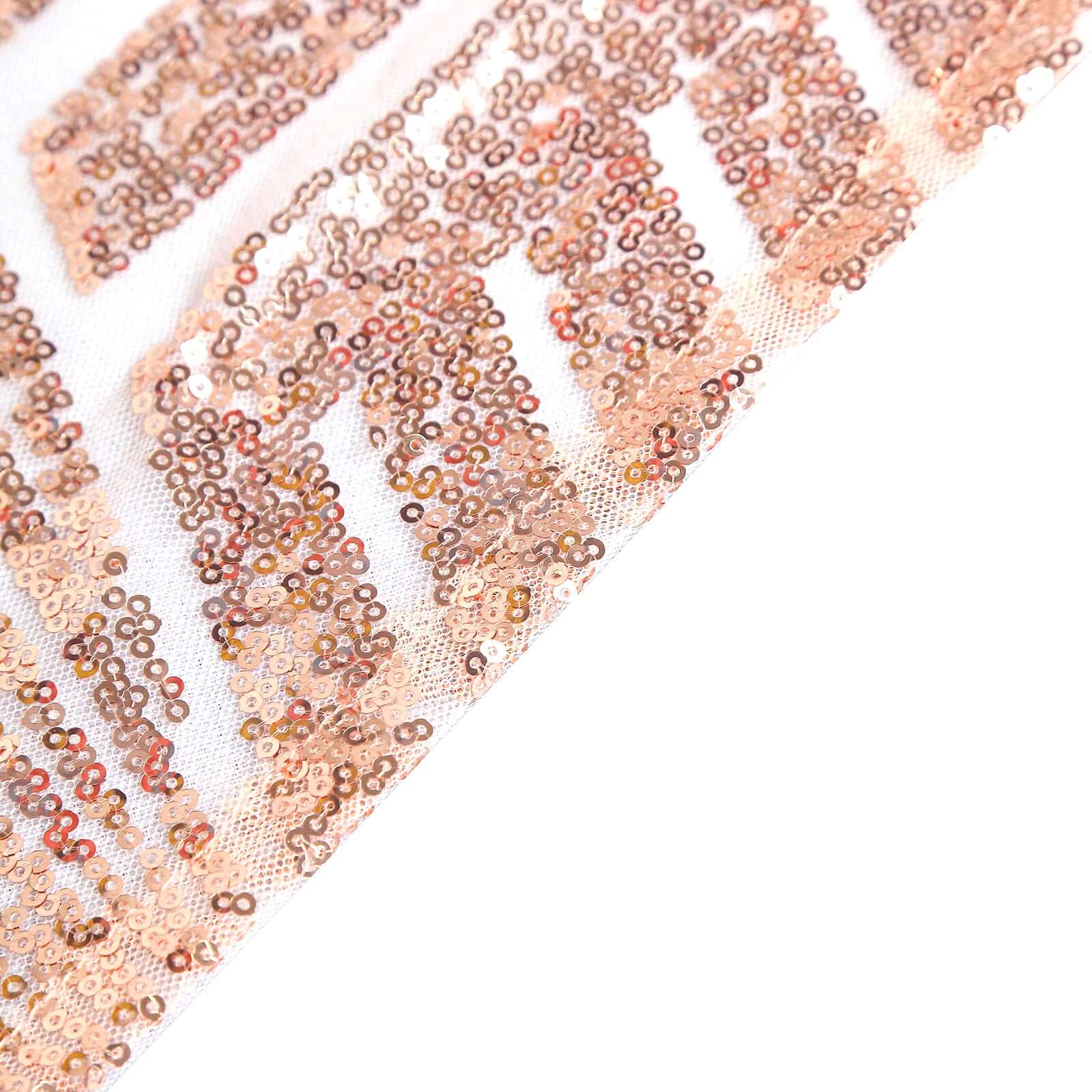 Hot Sale! Rose Gold Sequin Rectangle Tablecloth with Diamond Pattern, 90x132 Size