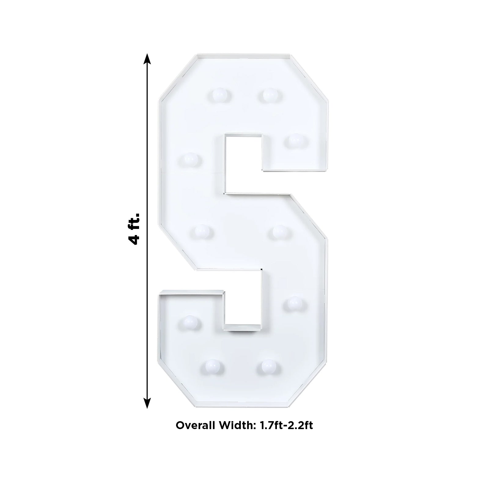 4ft White Giant LED Marquee Letter S with Warm White LEDs, Glue Gun & Sticks - Ideal for Events